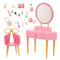 Our Generation Fabulous Fun Vanity Set for 18-inch Dolls including vanity table and chair, makeup and skin care