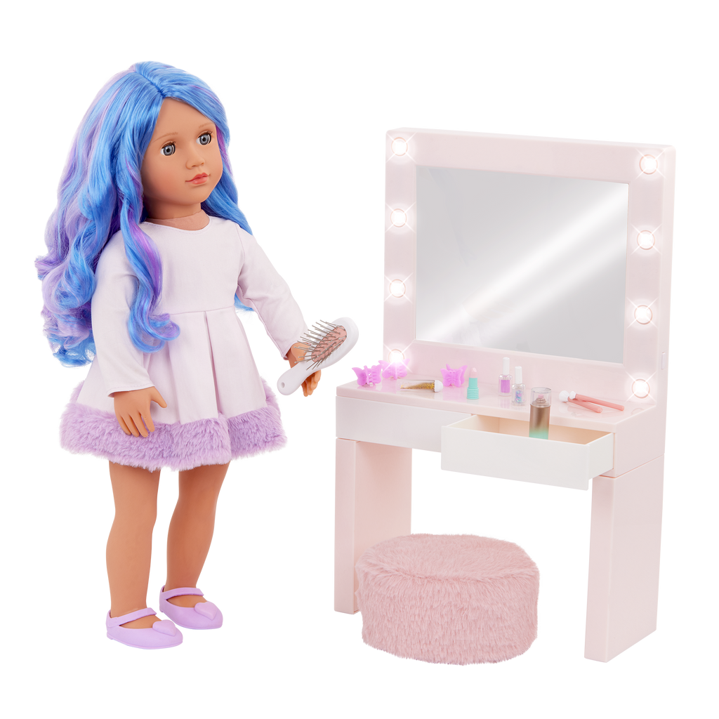 Our Generation Glam & Glow Vanity Table Set for 18-inch Dolls