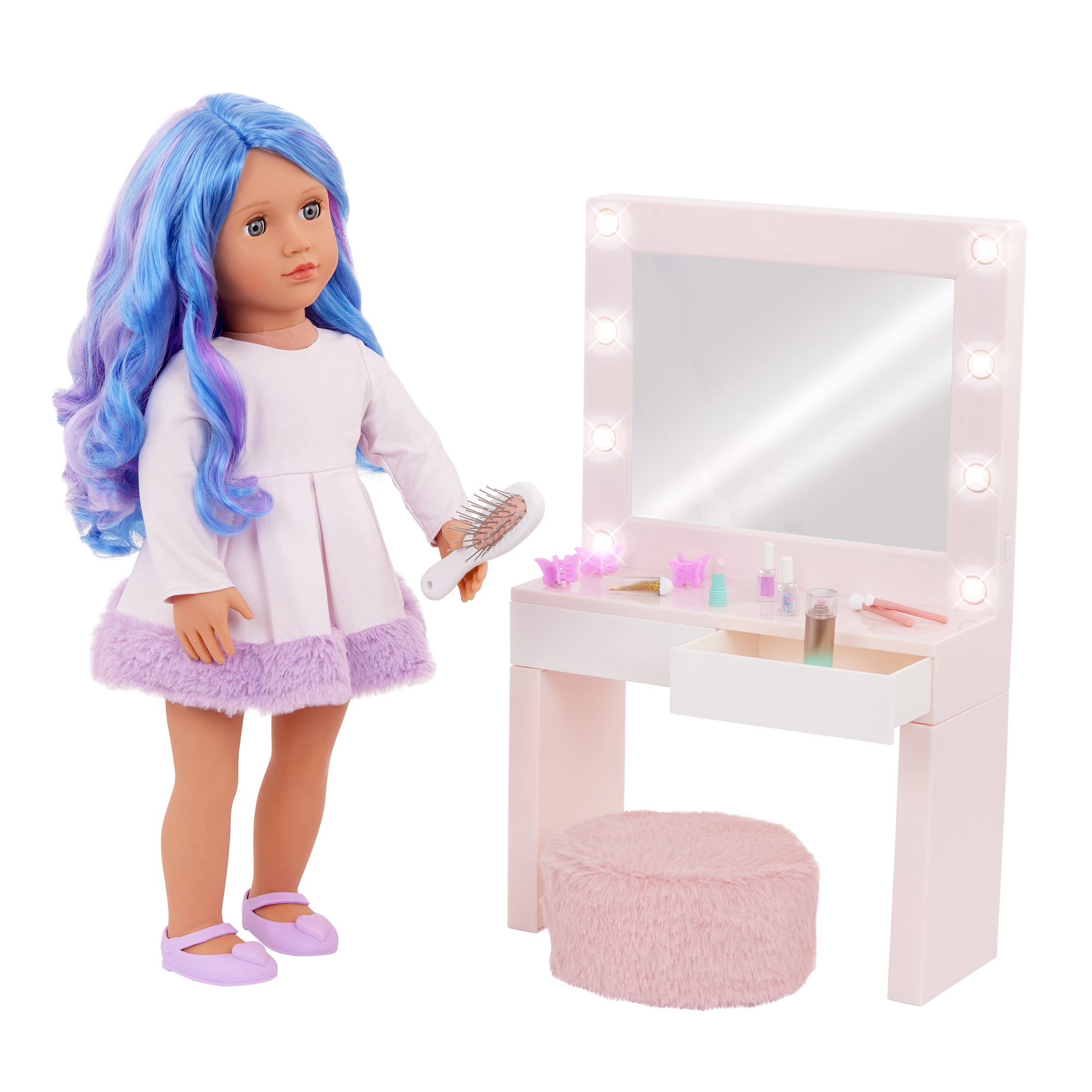 Our Generation Glam & Glow Vanity Table Set for 18-inch Dolls