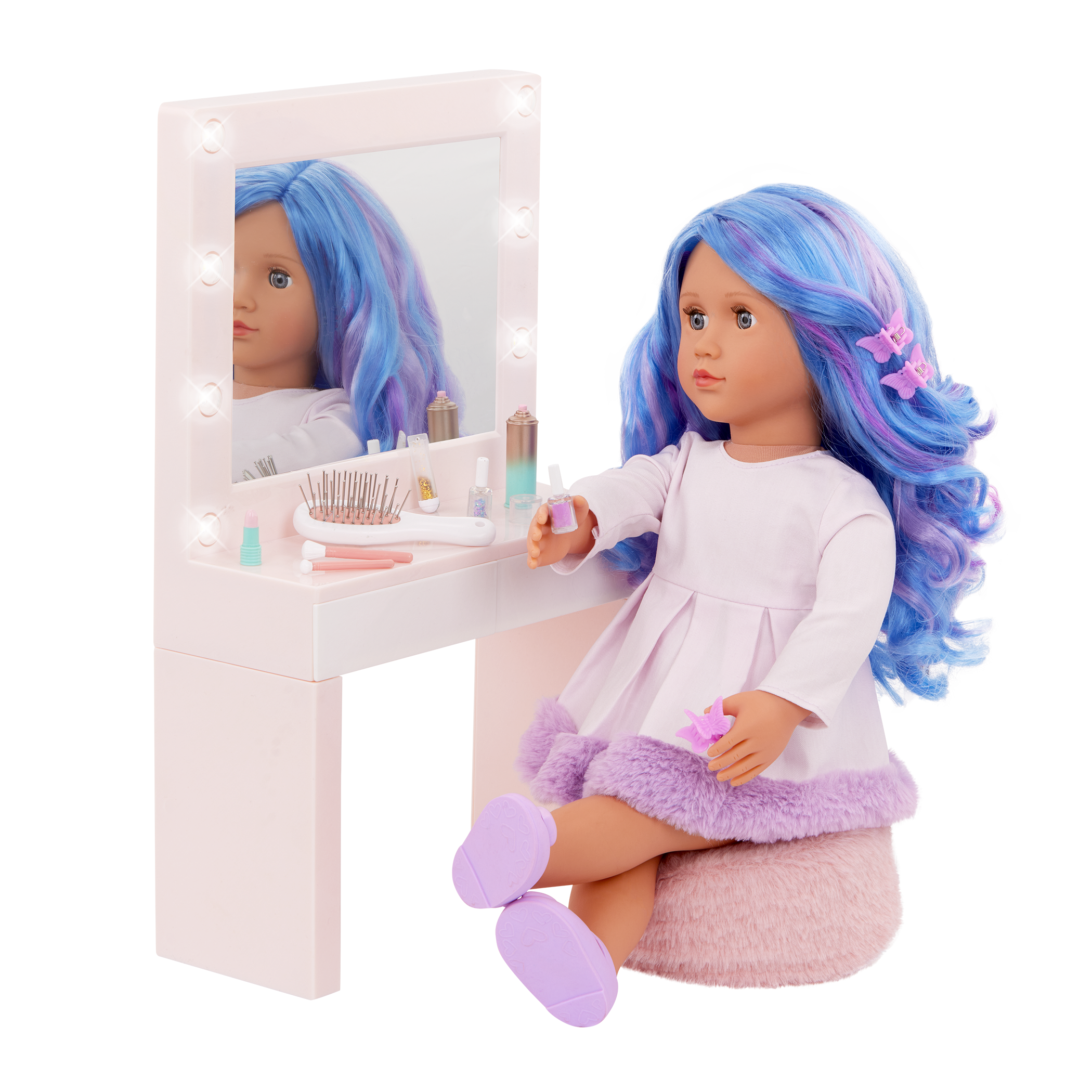 Our Generation Glam & Glow Vanity Table Set for 18-inch Dolls