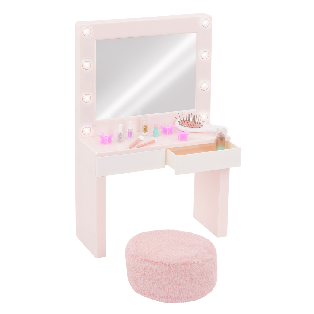 Our Generation Glam & Glow Vanity Table Set for 18-inch Dolls