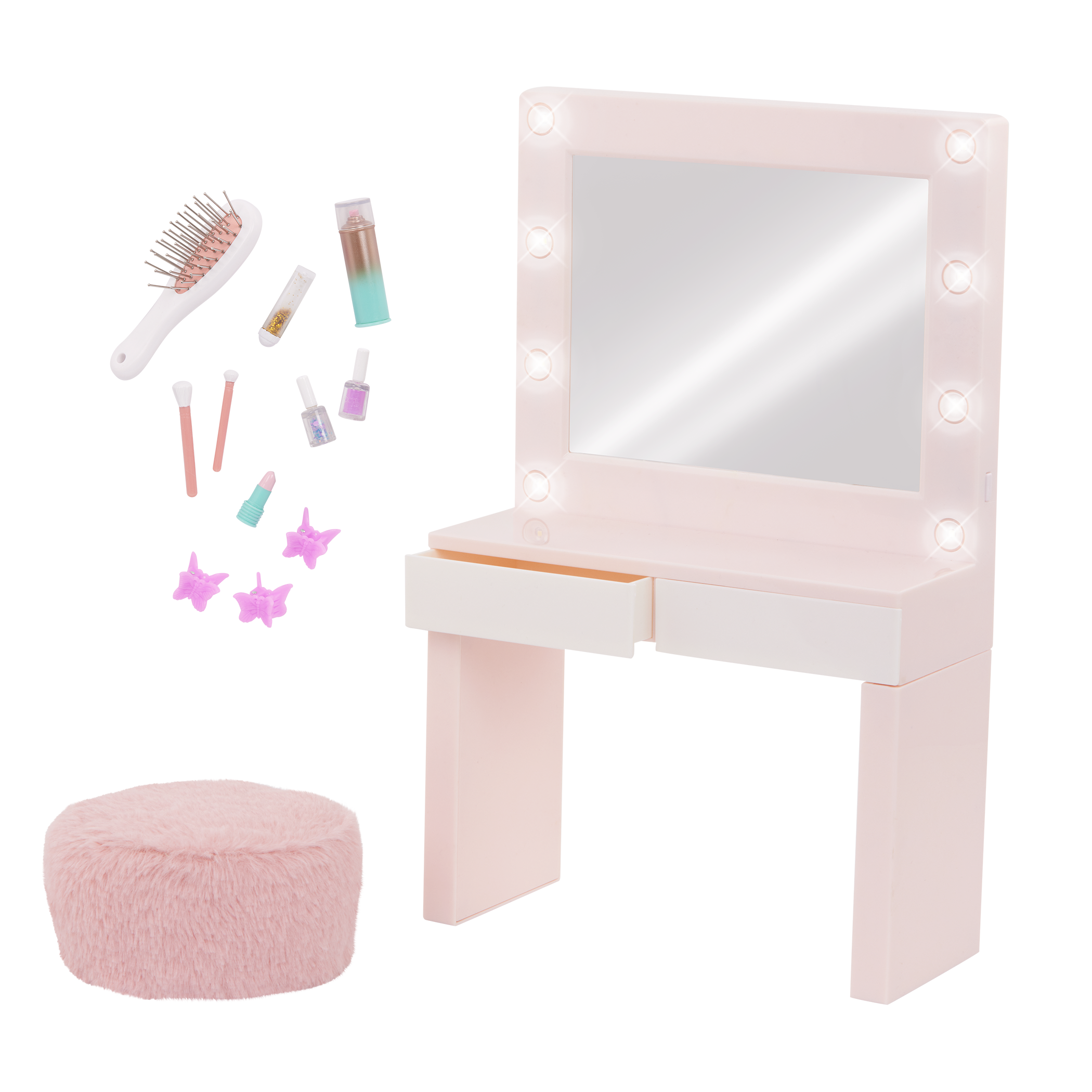 Our Generation Glam & Glow Vanity Table Set for 18-inch Dolls