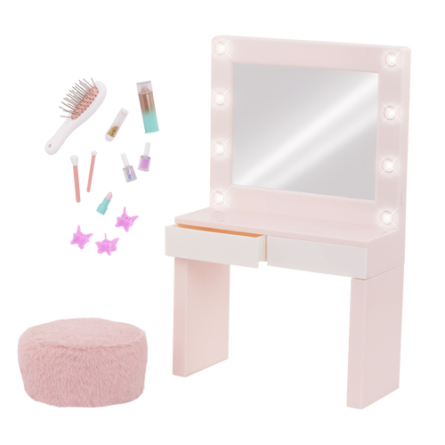 Our Generation Glam & Glow Vanity Table Set for 18-inch Dolls
