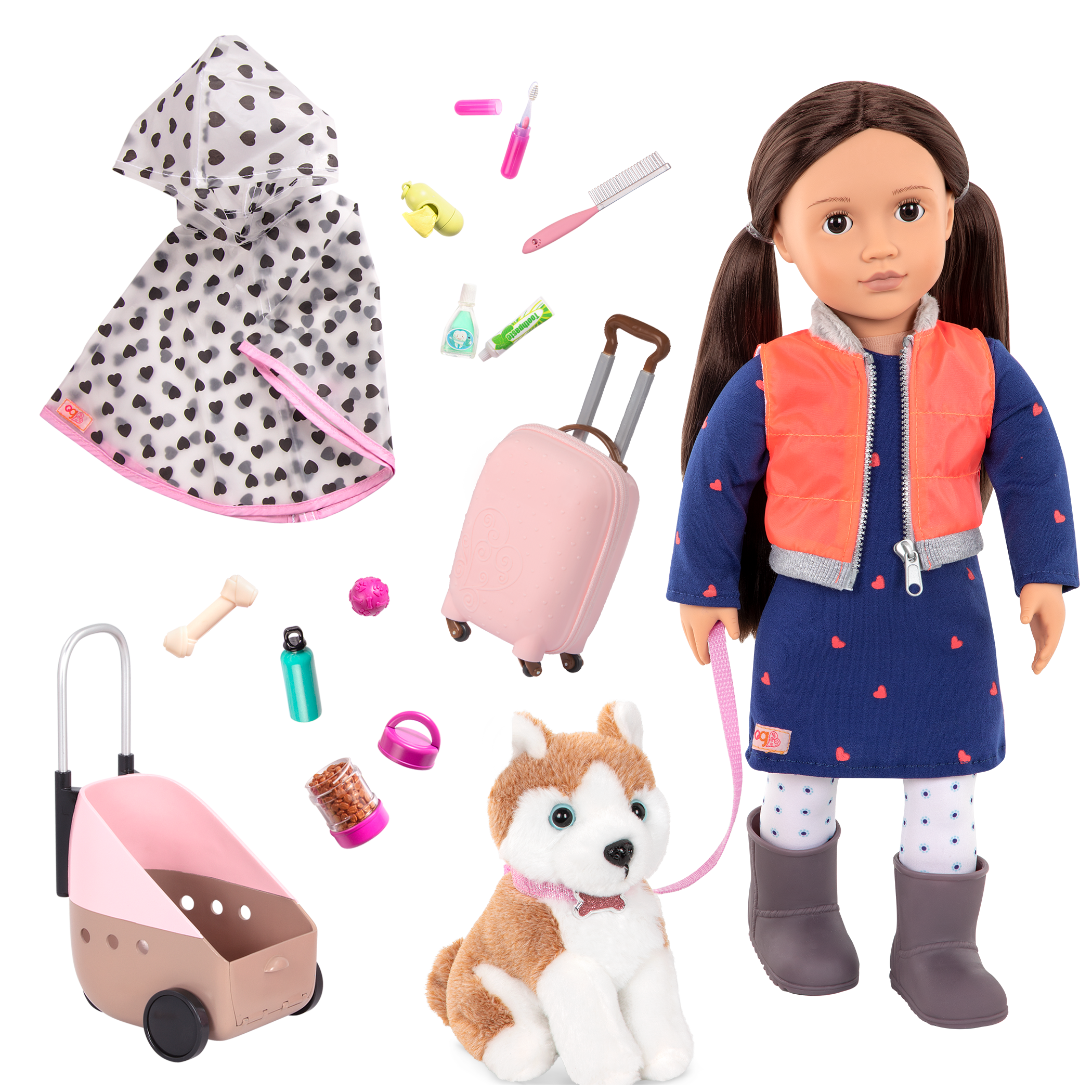 Our Generation Doll Leslie & Passenger Pets Bundle