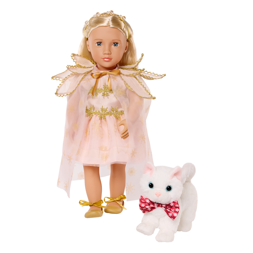 Our Generation Snowball Holiday Kitten Pet Cat Plushie