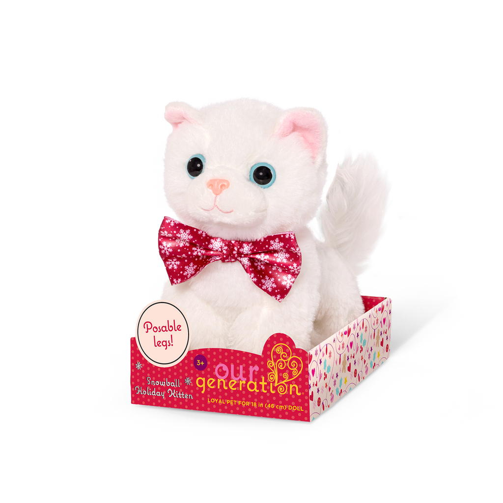 Our Generation Snowball Holiday Kitten Pet Cat Plushie