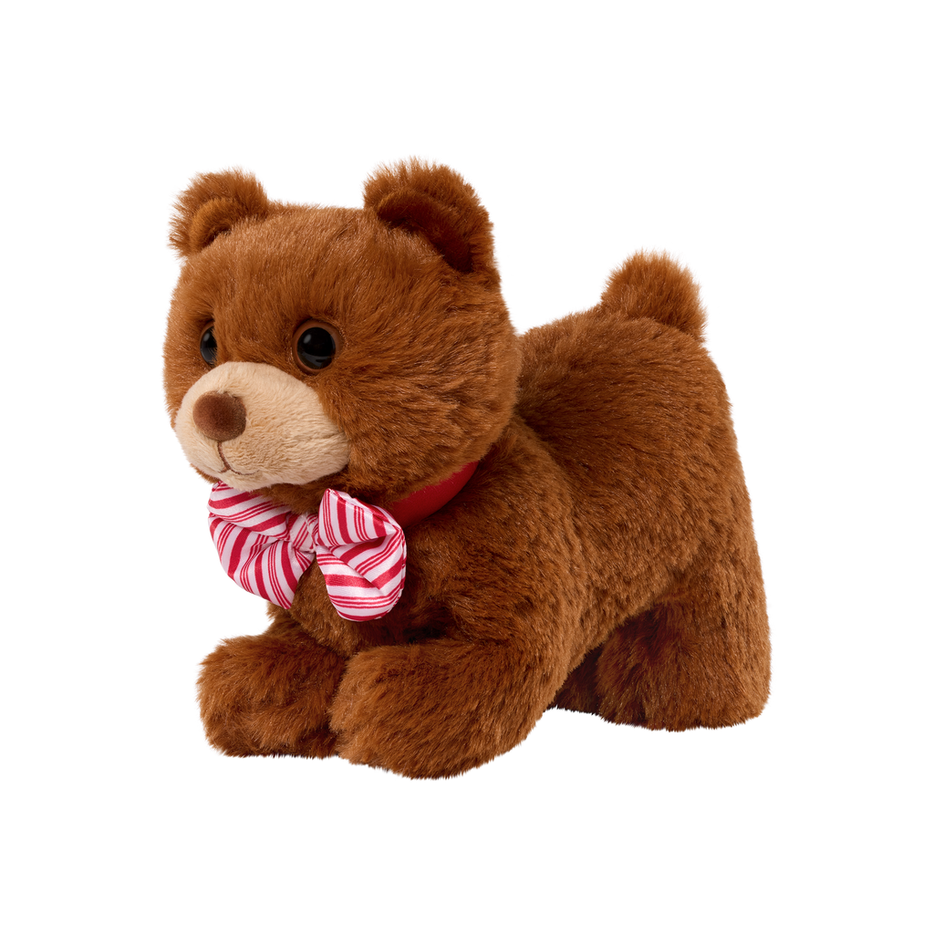 Our Generation Peppermint Holiday Bear Plushie with Bow Accessory