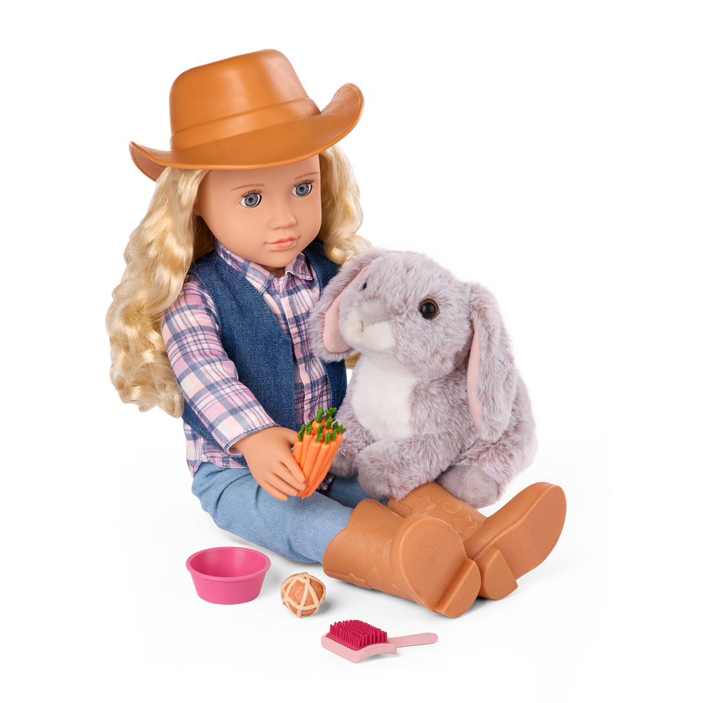 Our Generation Hop In Bunny Carrier Accessory Set for 18-inch Dolls