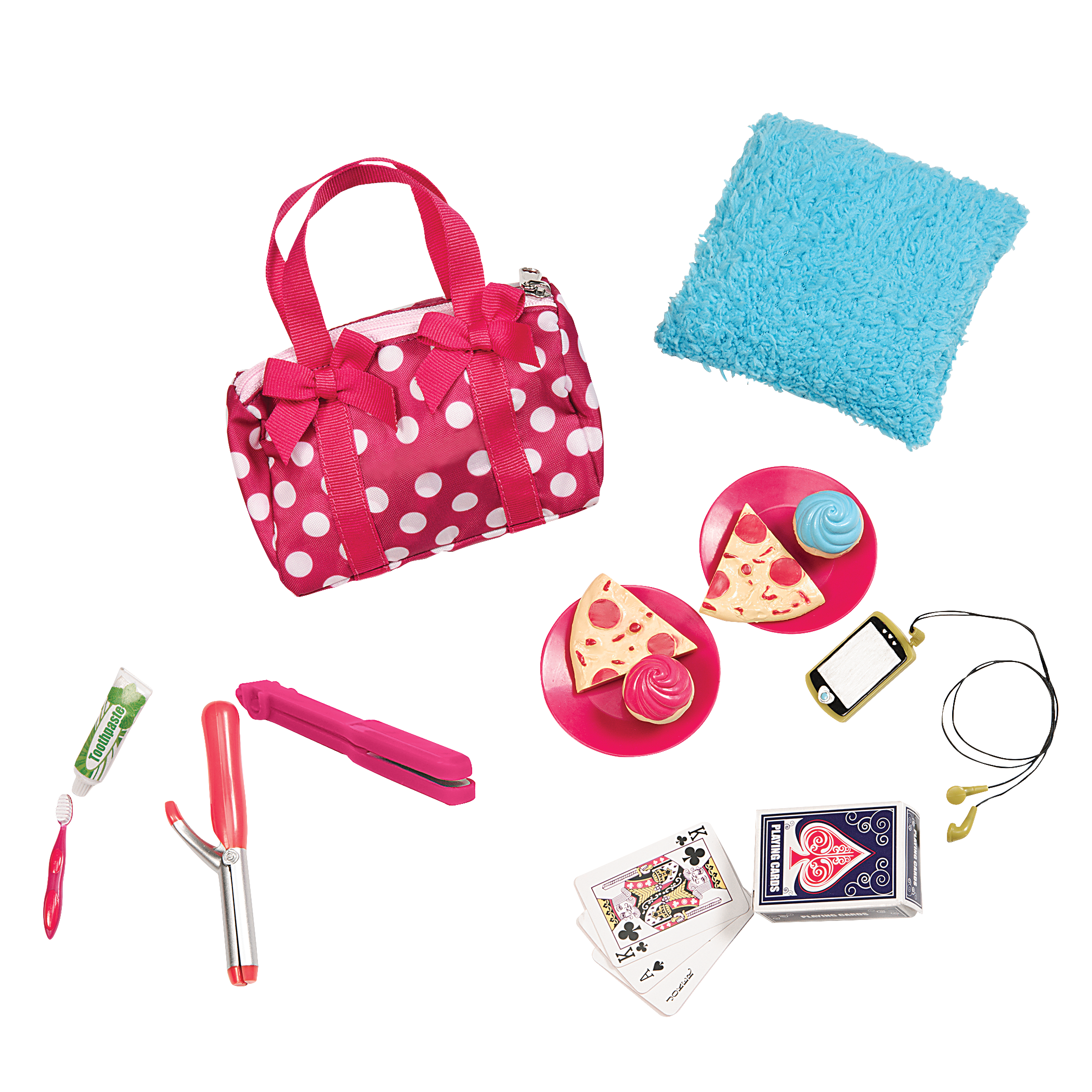 Two 18-inch dolls using sleepover playset