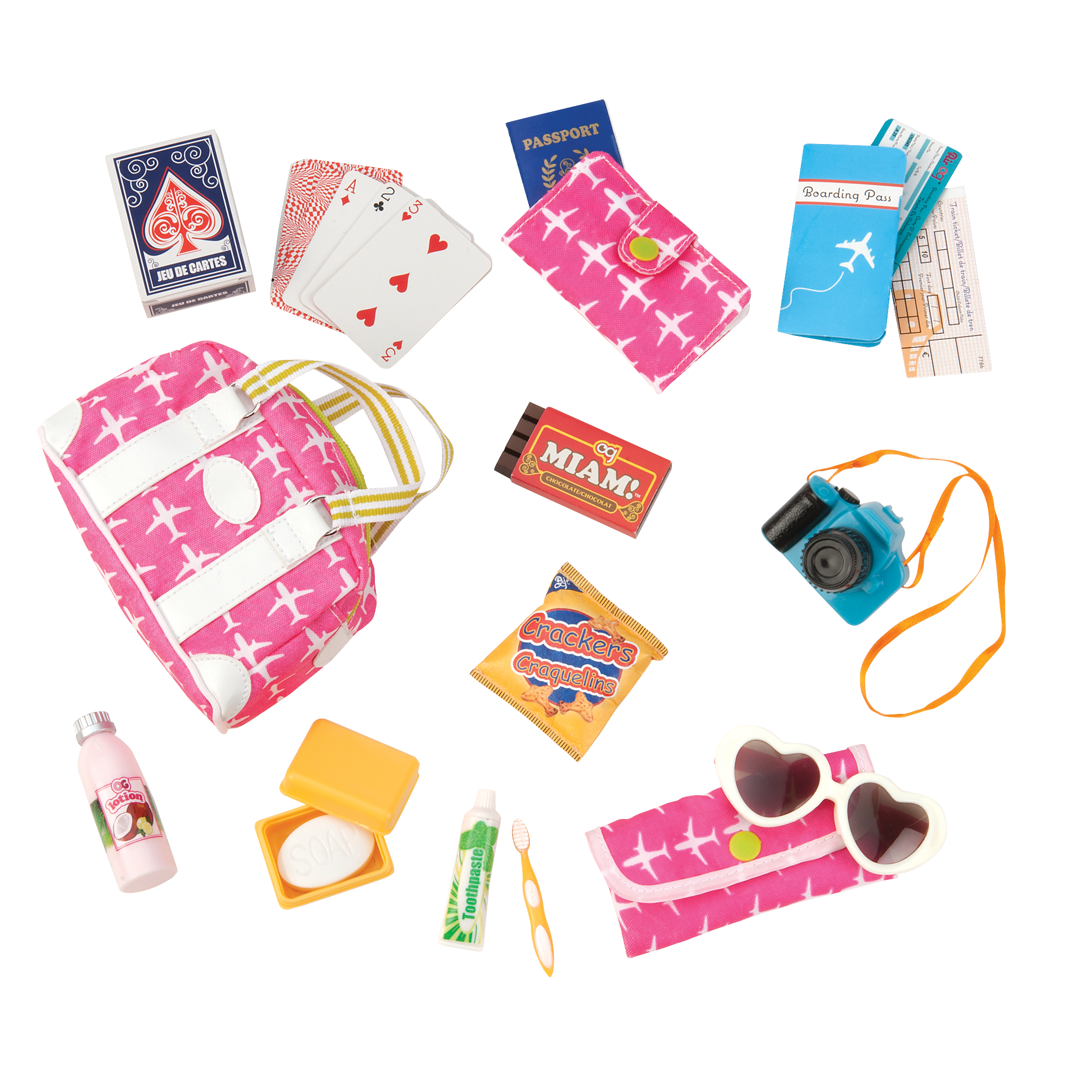 18-inch doll with travel bag playset