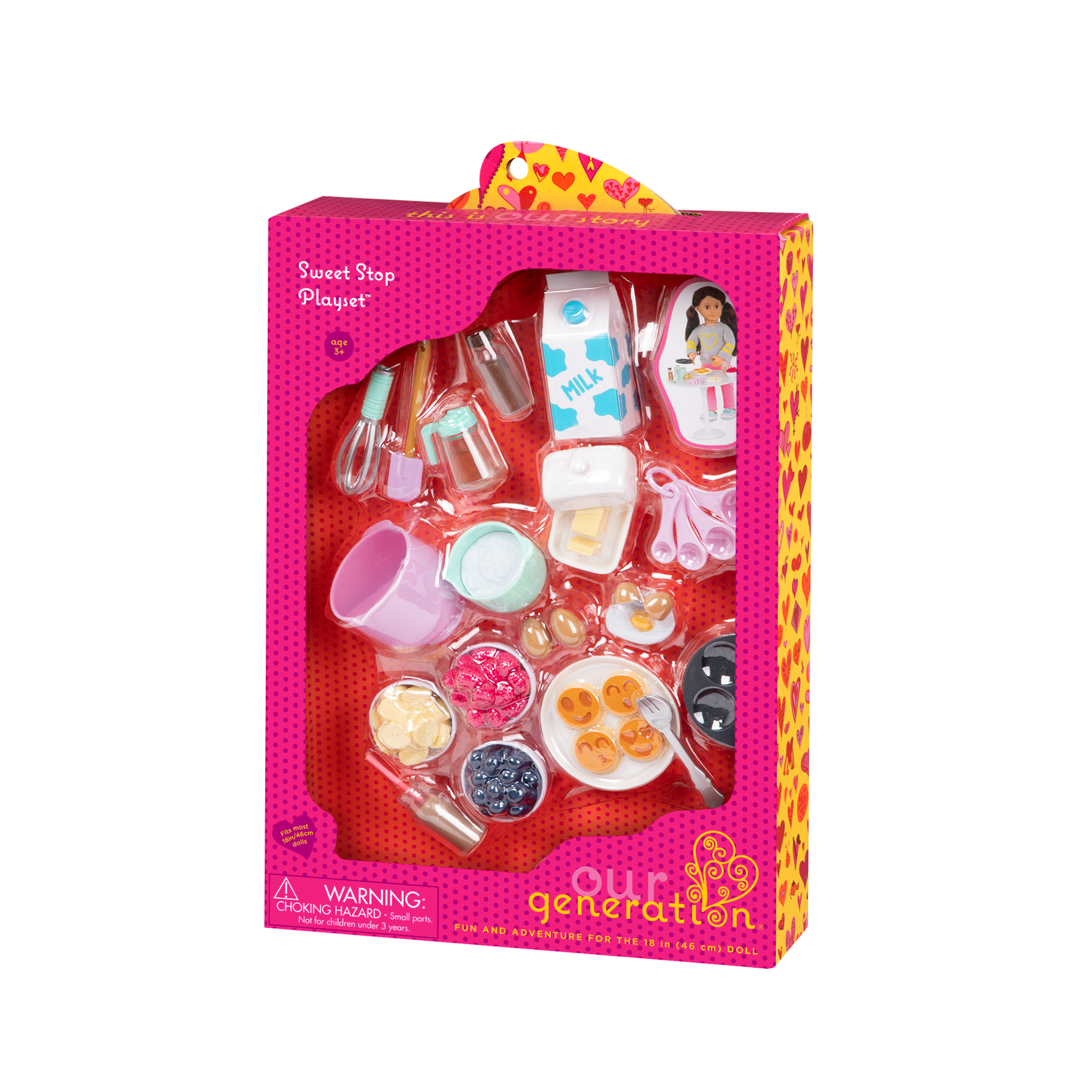 18-inch doll using pancake breakfast playset