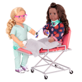 Two 18-inch dolls using ambulance gurney