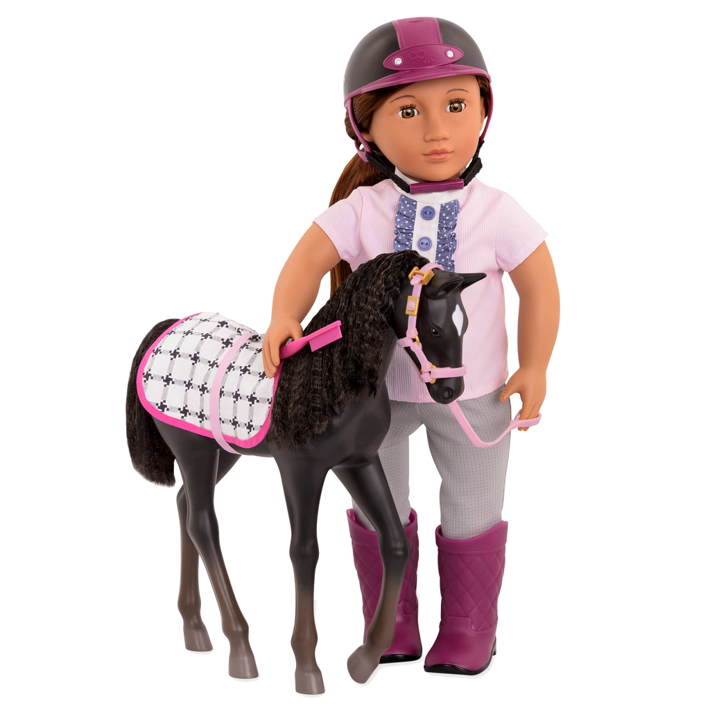 18-inch doll with black velvet foal figurine