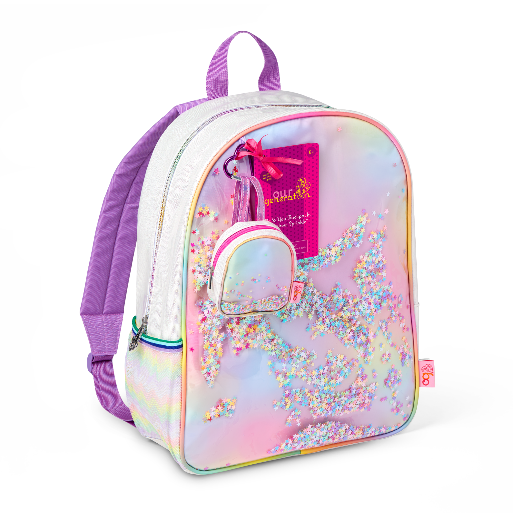 Our Generation Me & You Backpacks Rainbow Sprinkle for Kids & 18-inch Dolls