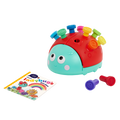 Colorful ladybug peg toy with booklet.