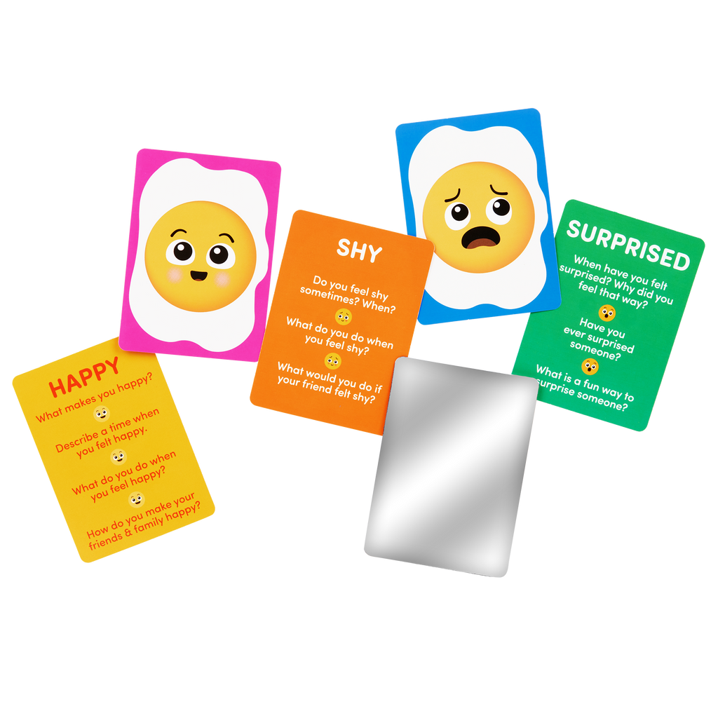 Egg bus playset with cards and a booklet.