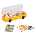 Egg bus playset with cards and a booklet.