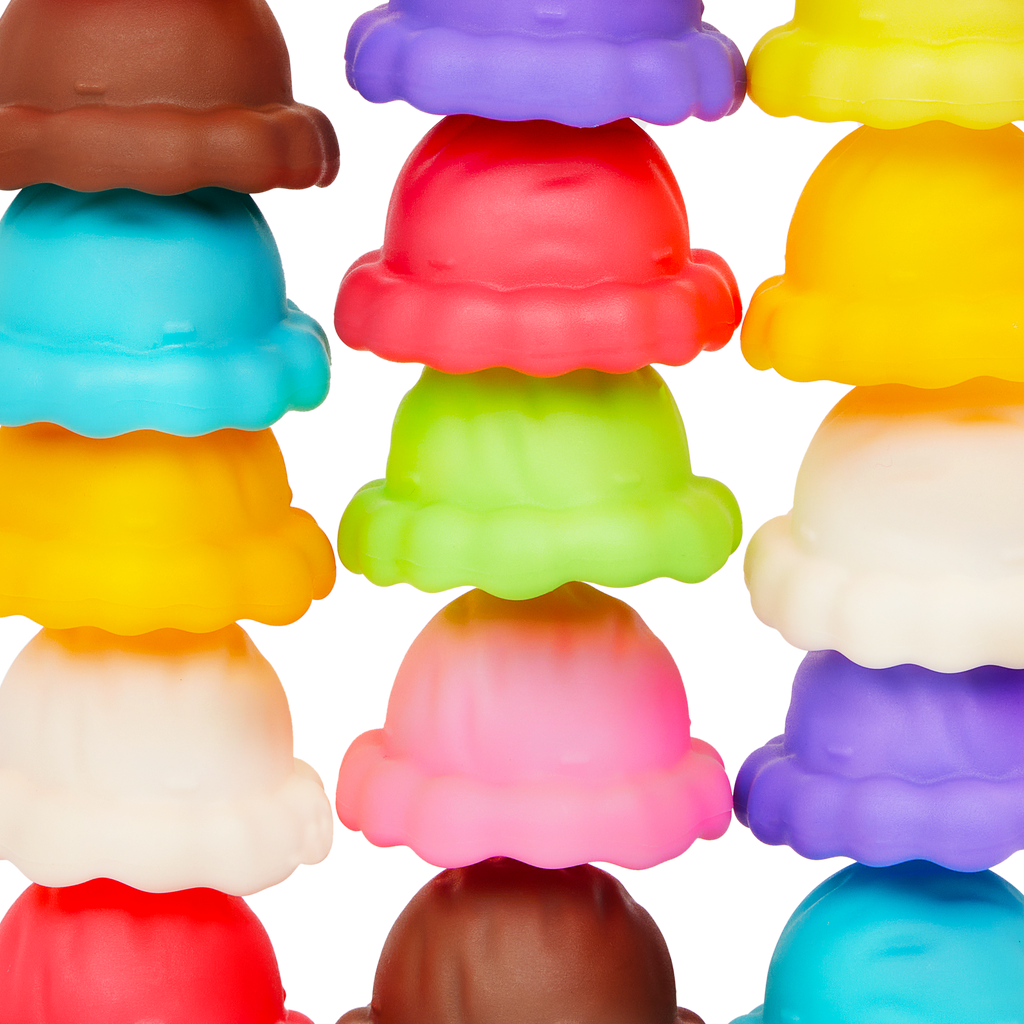 Ice cream counter playset with play scooper, play money, and educational accessories.