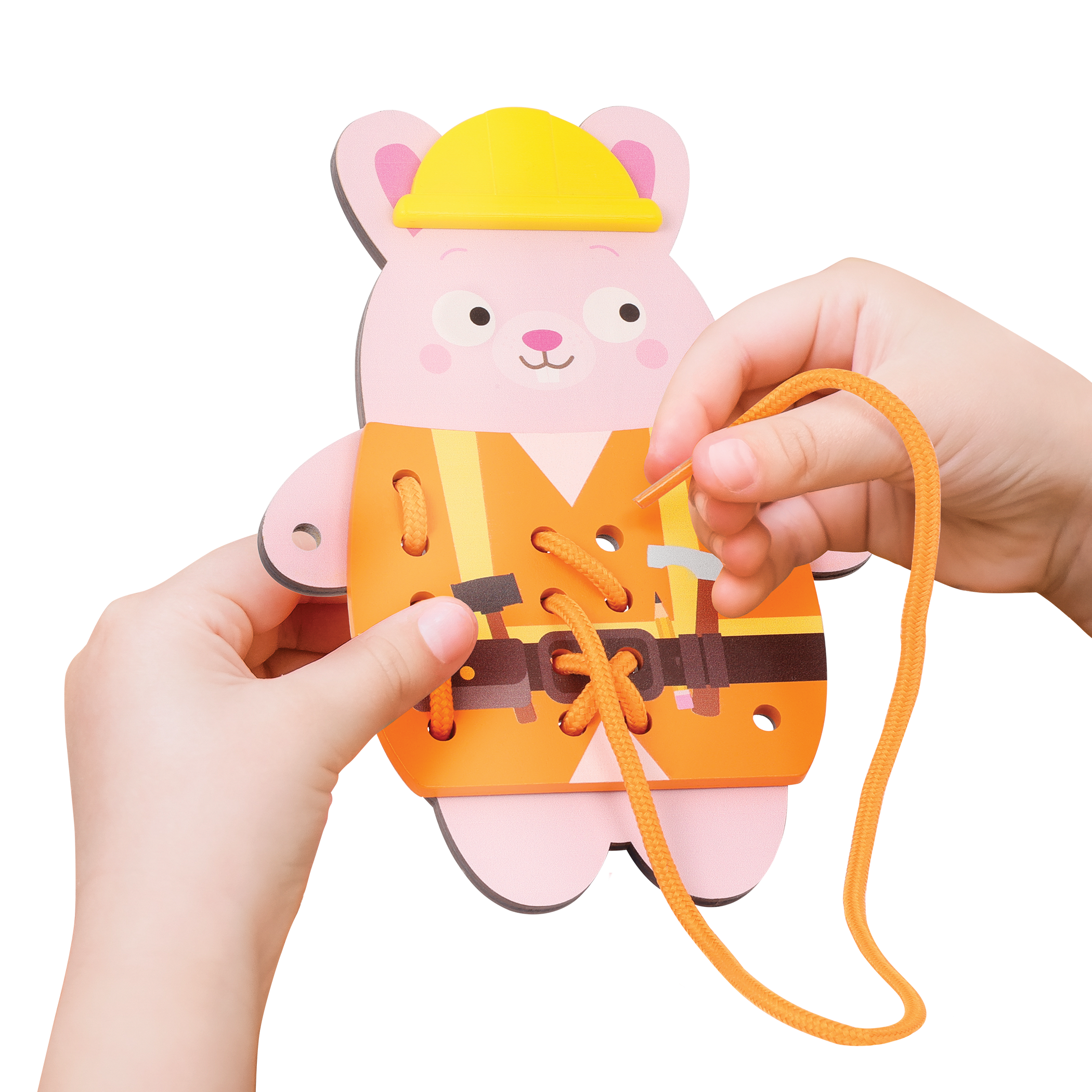 Colorful lacing animals playset with a booklet, picture book, and pattern matching cards.