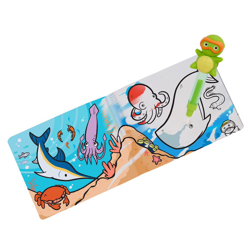 Ocean playset with color-changing book, fact cards, water pen, and a booklet.