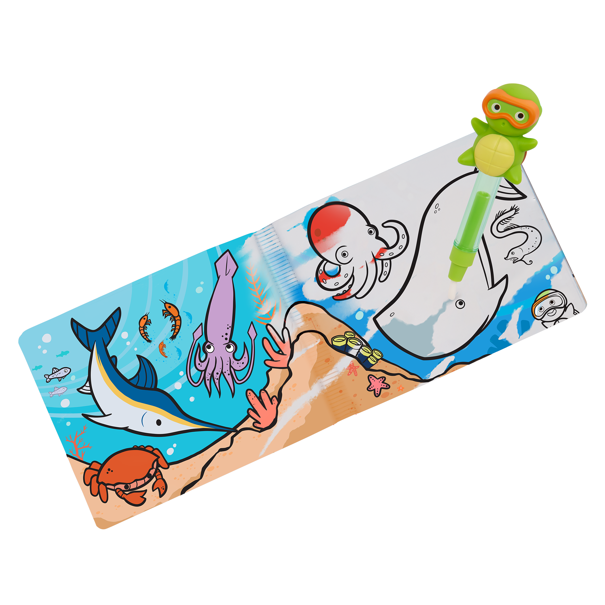 Ocean playset with color-changing book, fact cards, water pen, and a booklet.