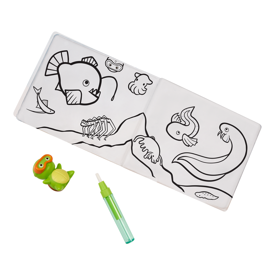 Ocean playset with color-changing book, fact cards, water pen, and a booklet.