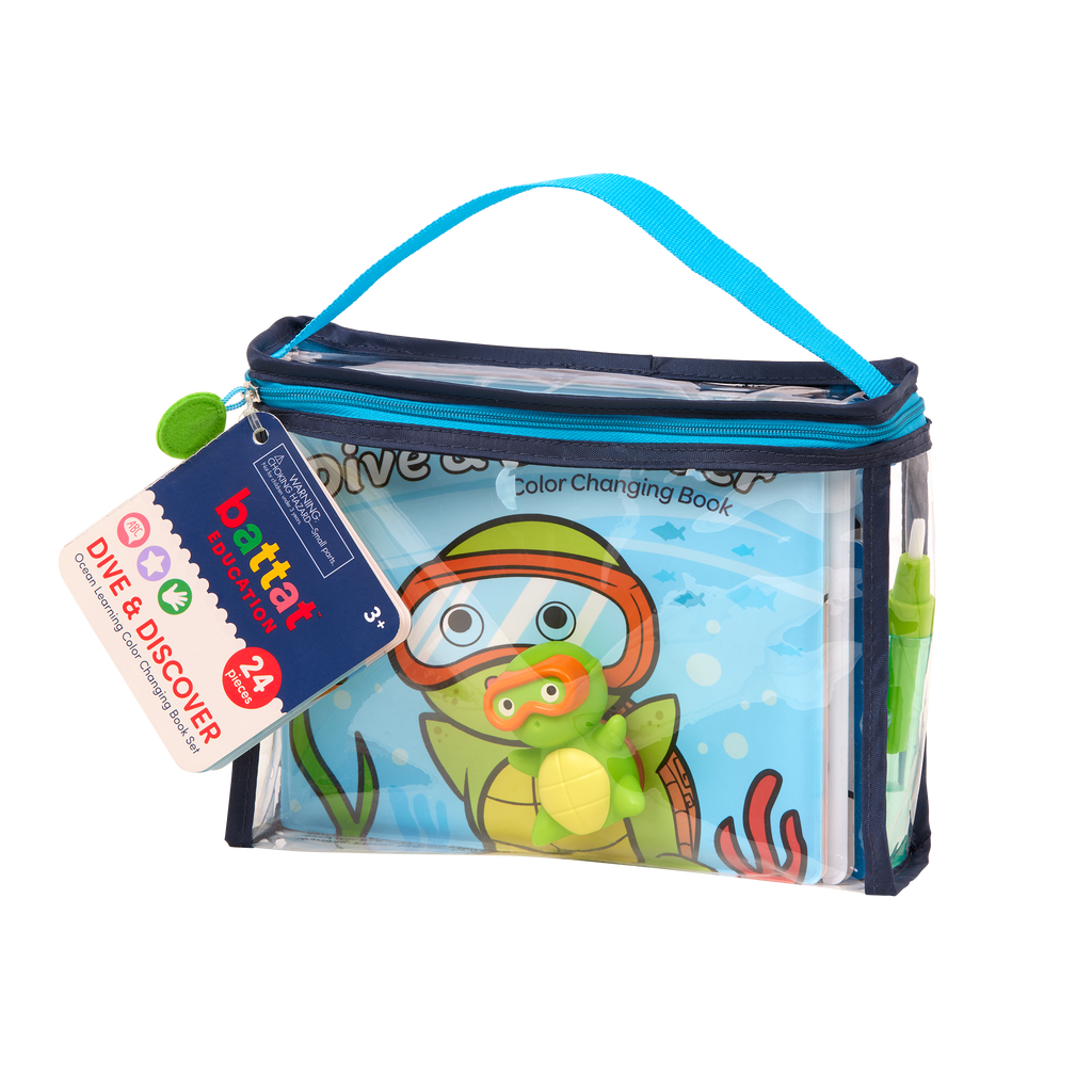 Ocean playset with color-changing book, fact cards, water pen, and a booklet.