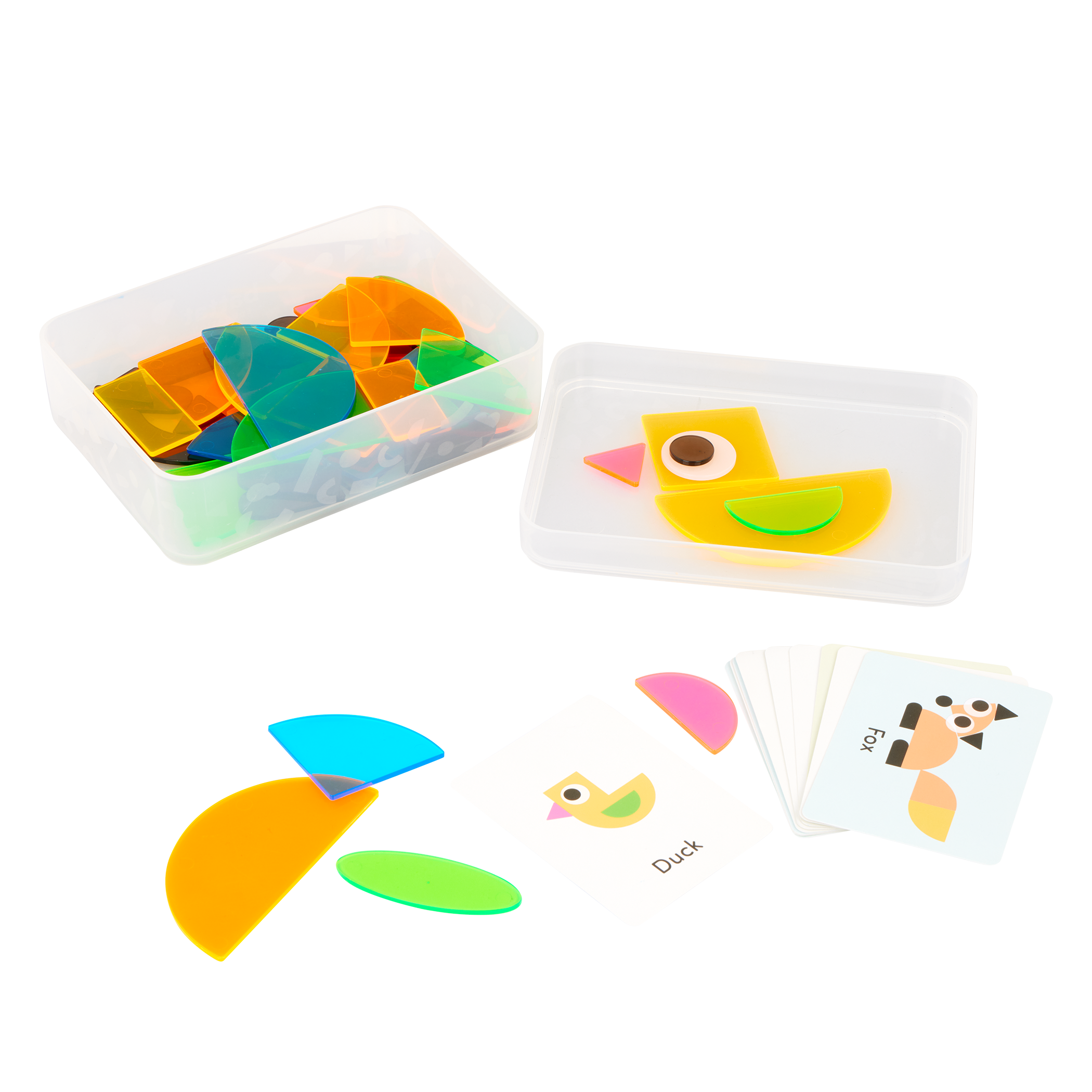 Light box playset with transculent shapes and bugs, tools, and a booklet.