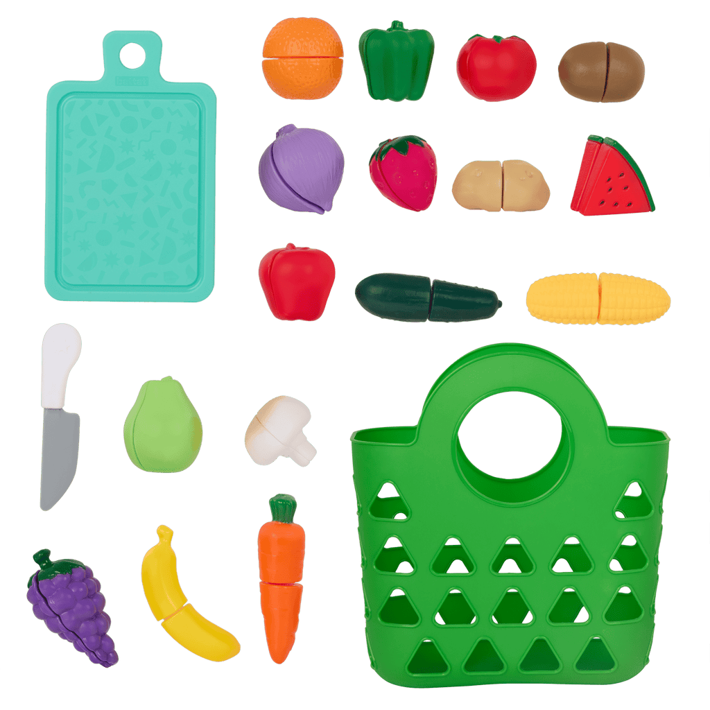 Tote Bag & 16 Toy Fruits & Vegetables