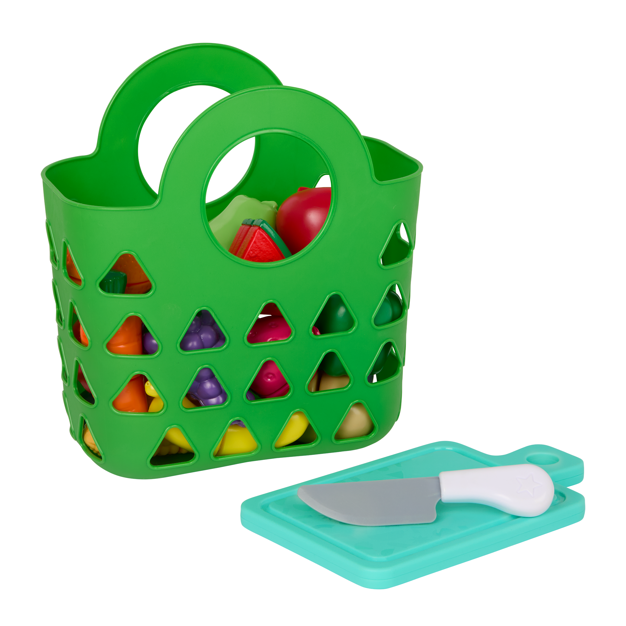 Tote Bag & 16 Toy Fruits & Vegetables