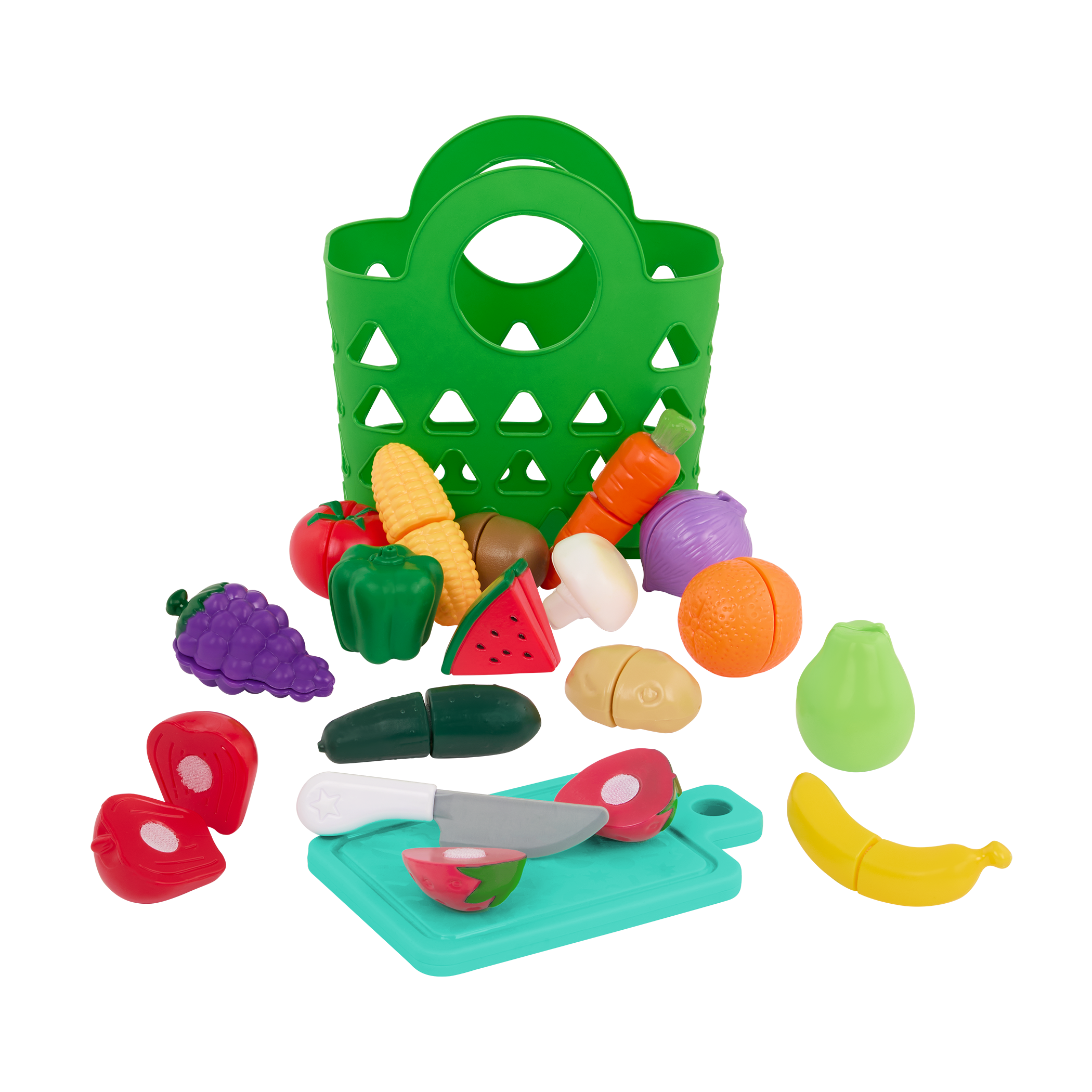 Tote Bag & 16 Toy Fruits & Vegetables