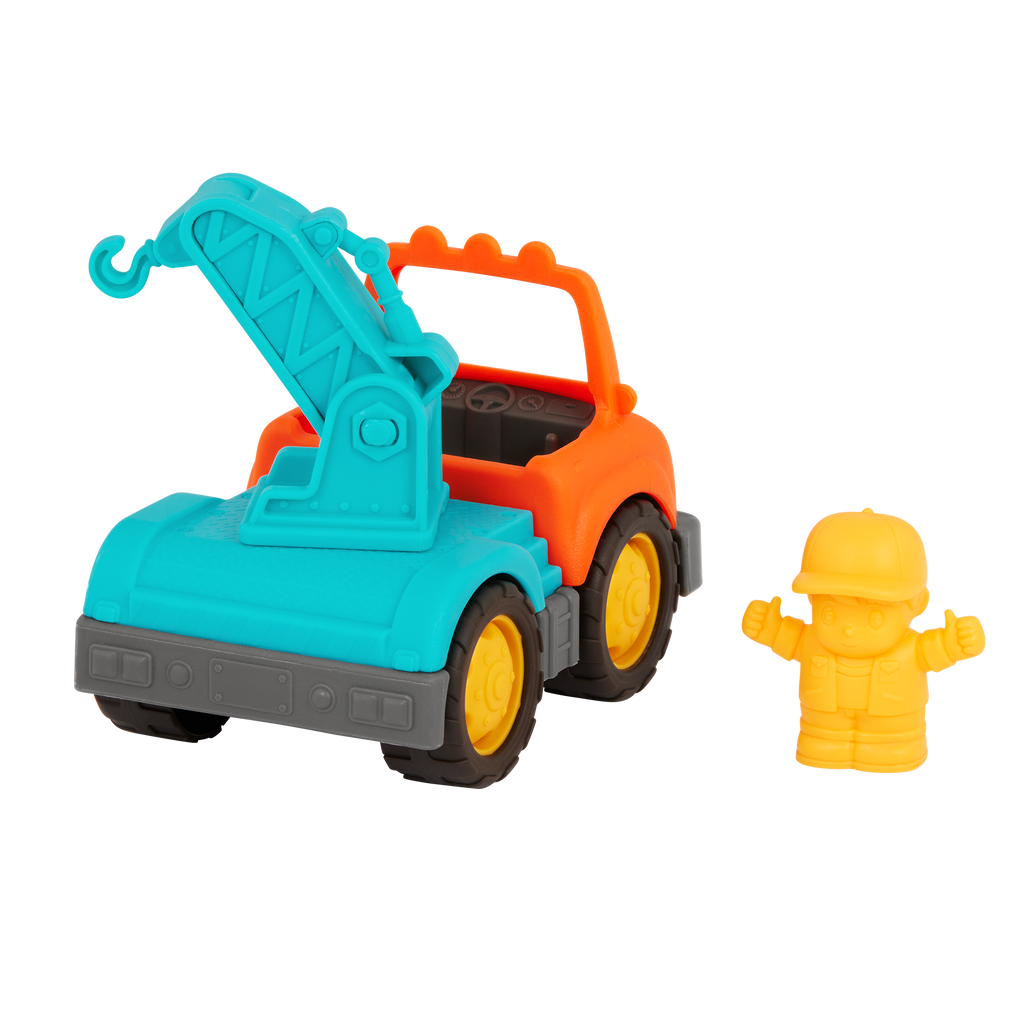 Mini vehicle crane truck, dump truck, and 2 drivers