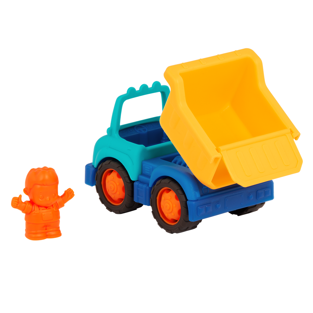 Mini vehicle crane truck, dump truck, and 2 drivers