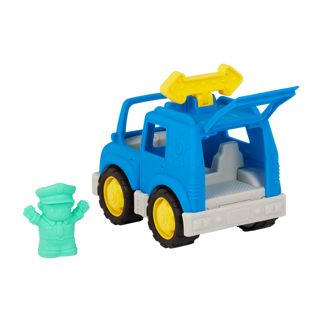 Mini vehicle police SUV, fire truck, and 2 drivers