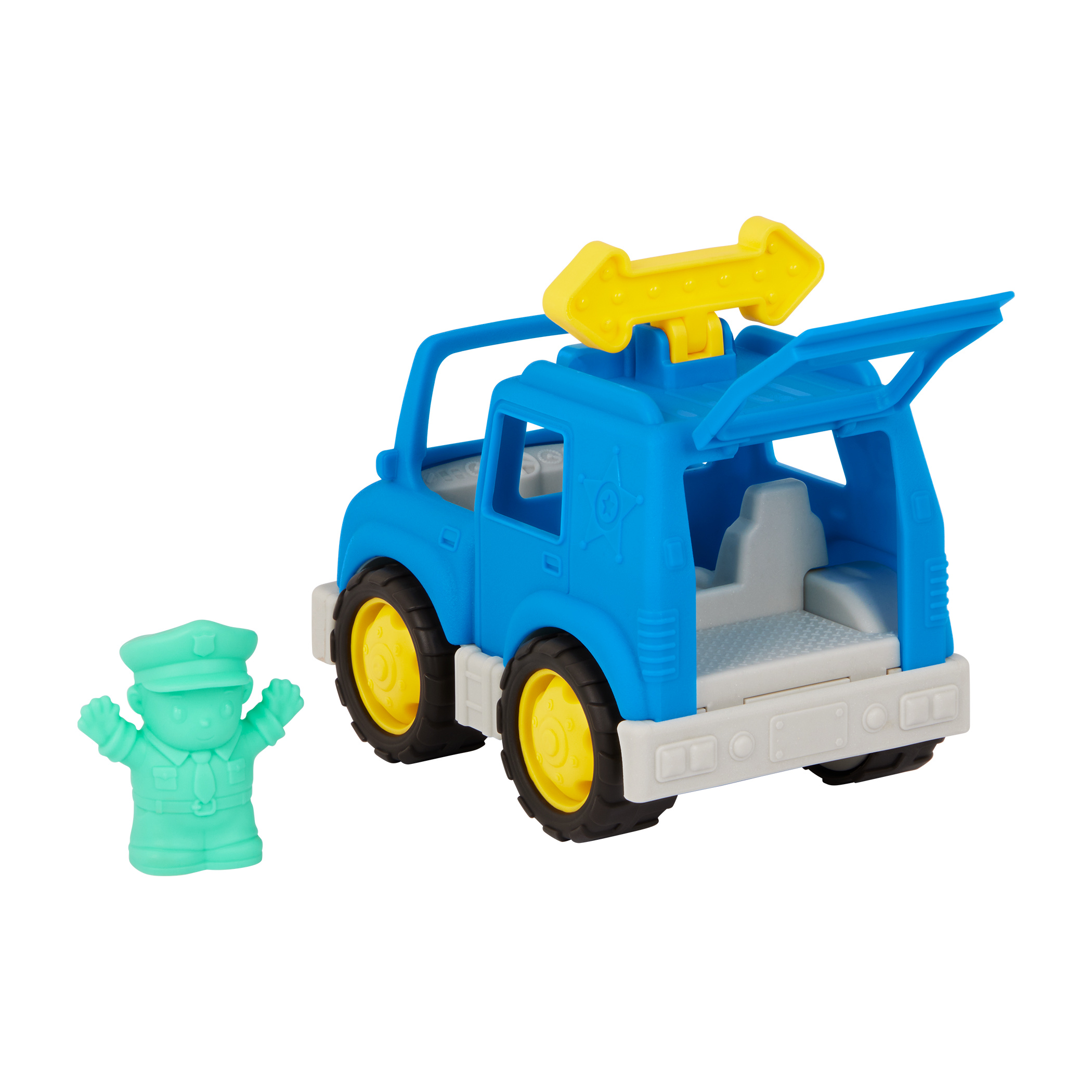 Mini vehicle police SUV, fire truck, and 2 drivers