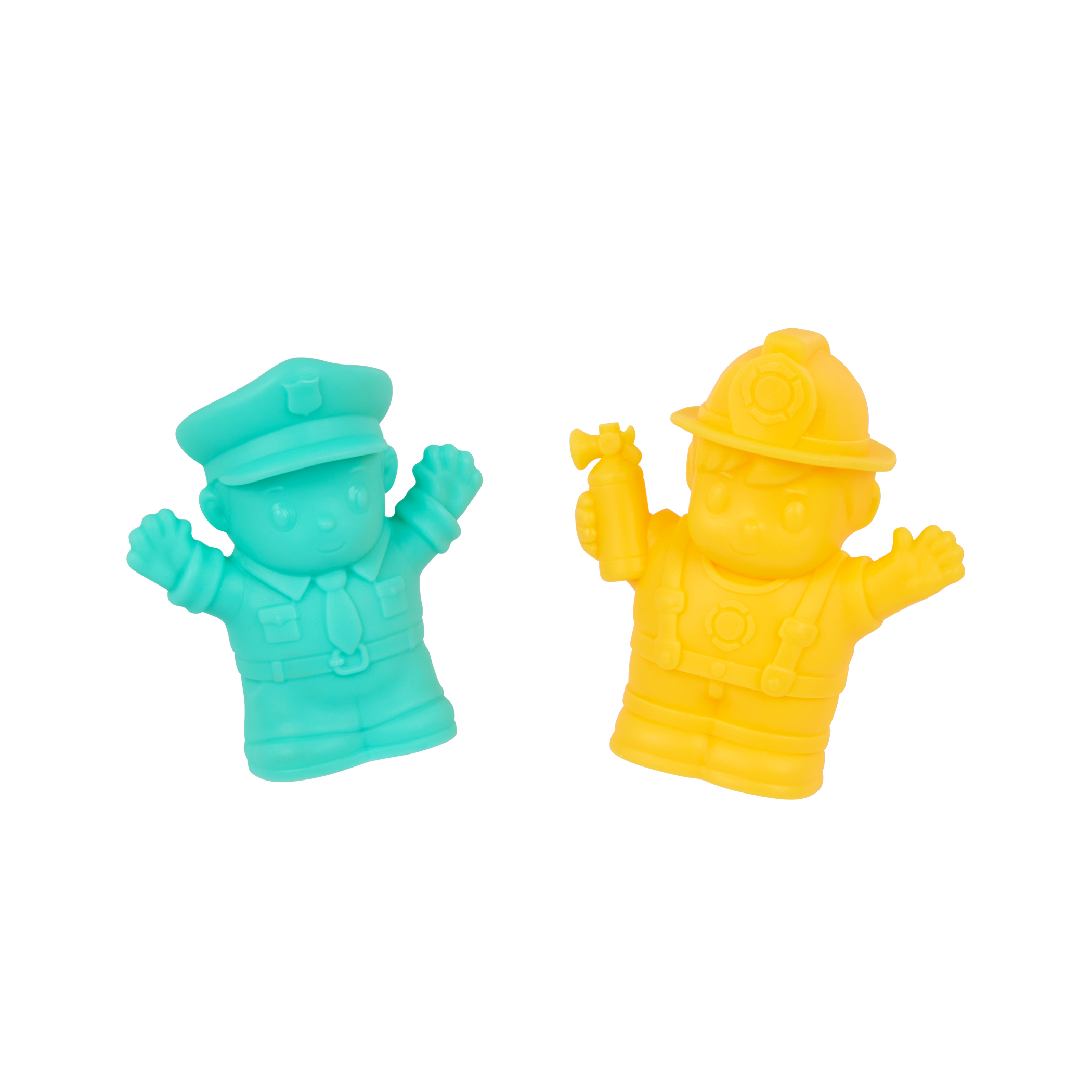 Mini vehicle police SUV, fire truck, and 2 drivers