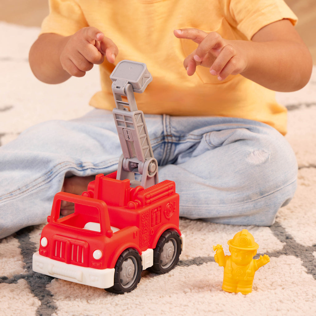 Mini vehicle police SUV, fire truck, and 2 drivers