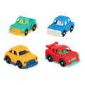 Plastic taxi, pick-up truck, police car, and sports car