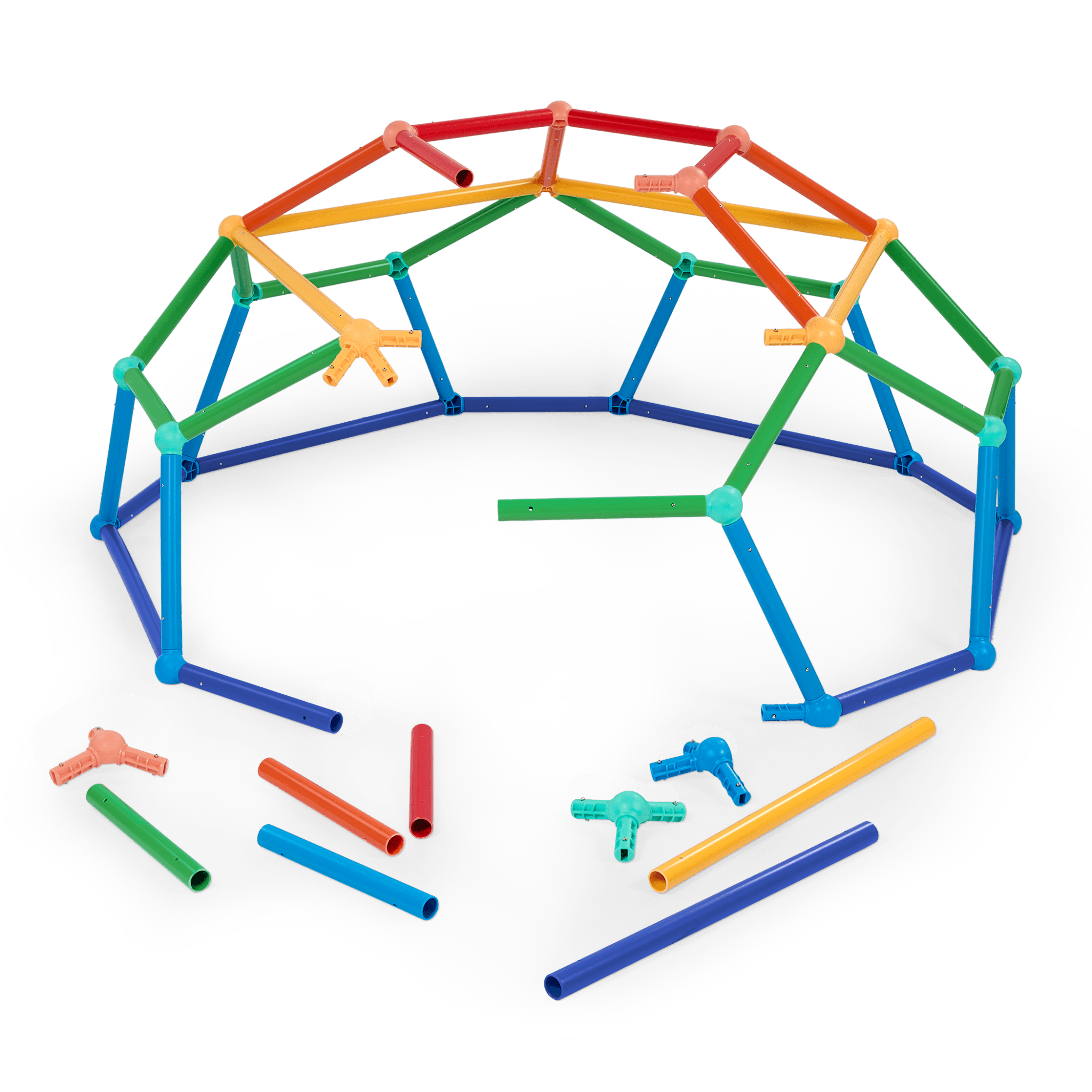 Slight overhead view of assembled climbscape