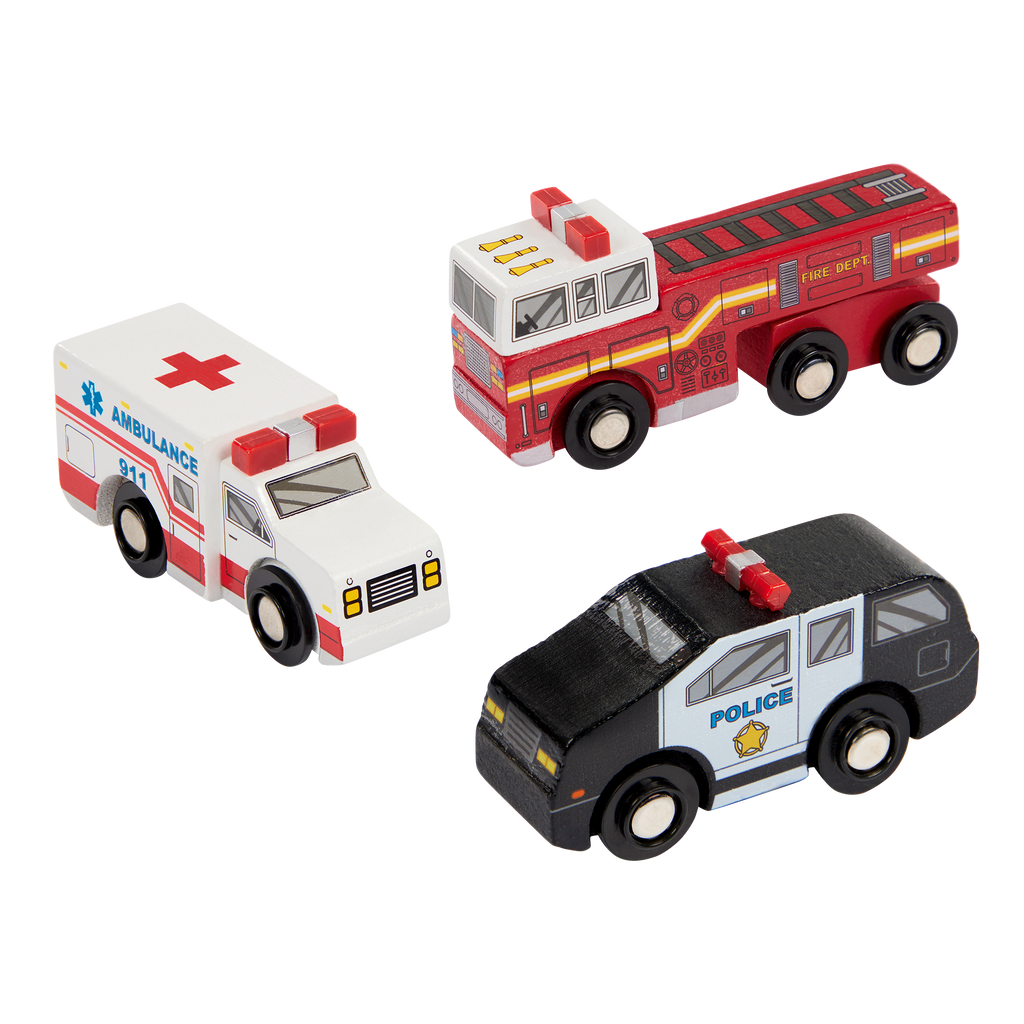 10 wooden vehicles including emergency construction travel