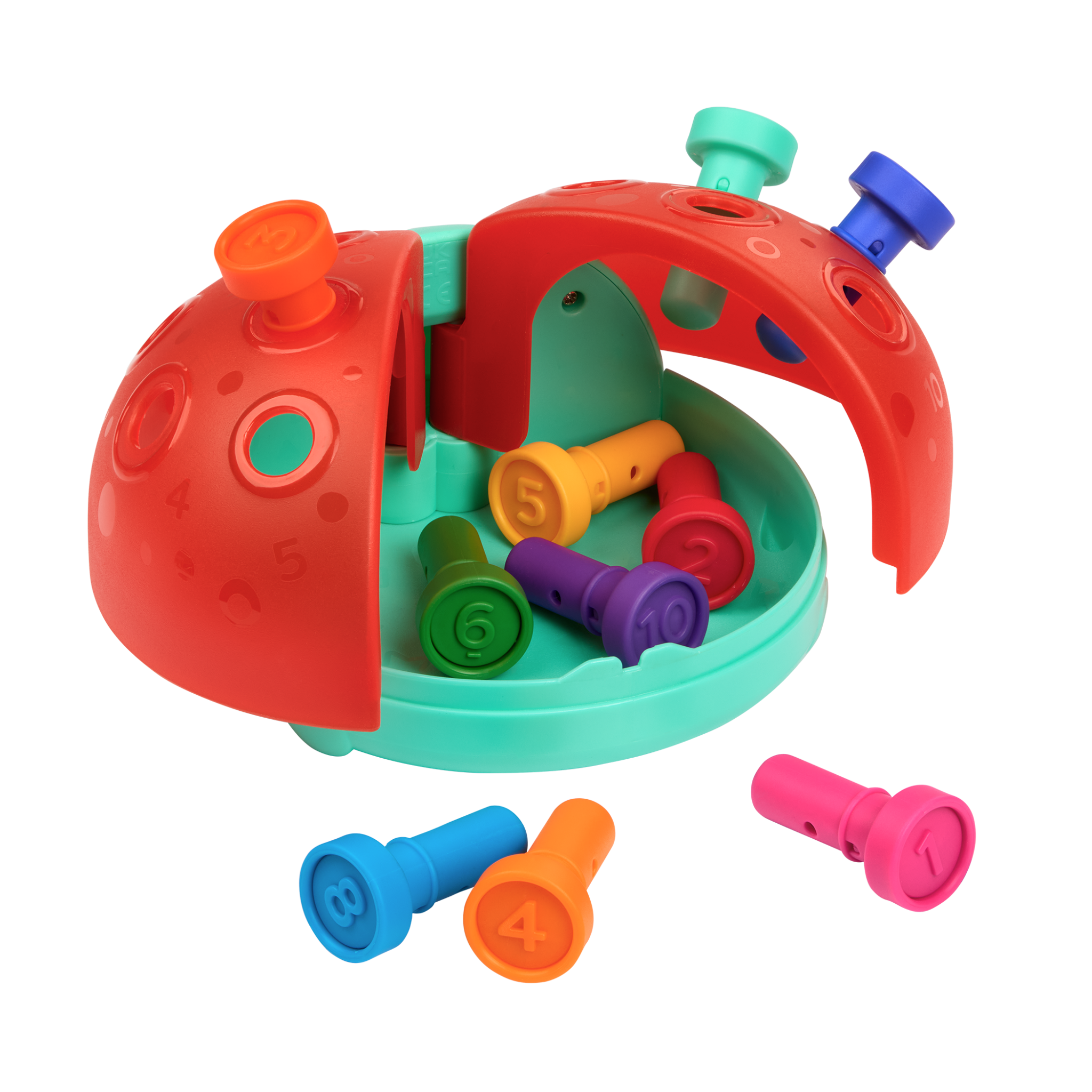 Assembled Learning Ladybug with numbered sticks inserted