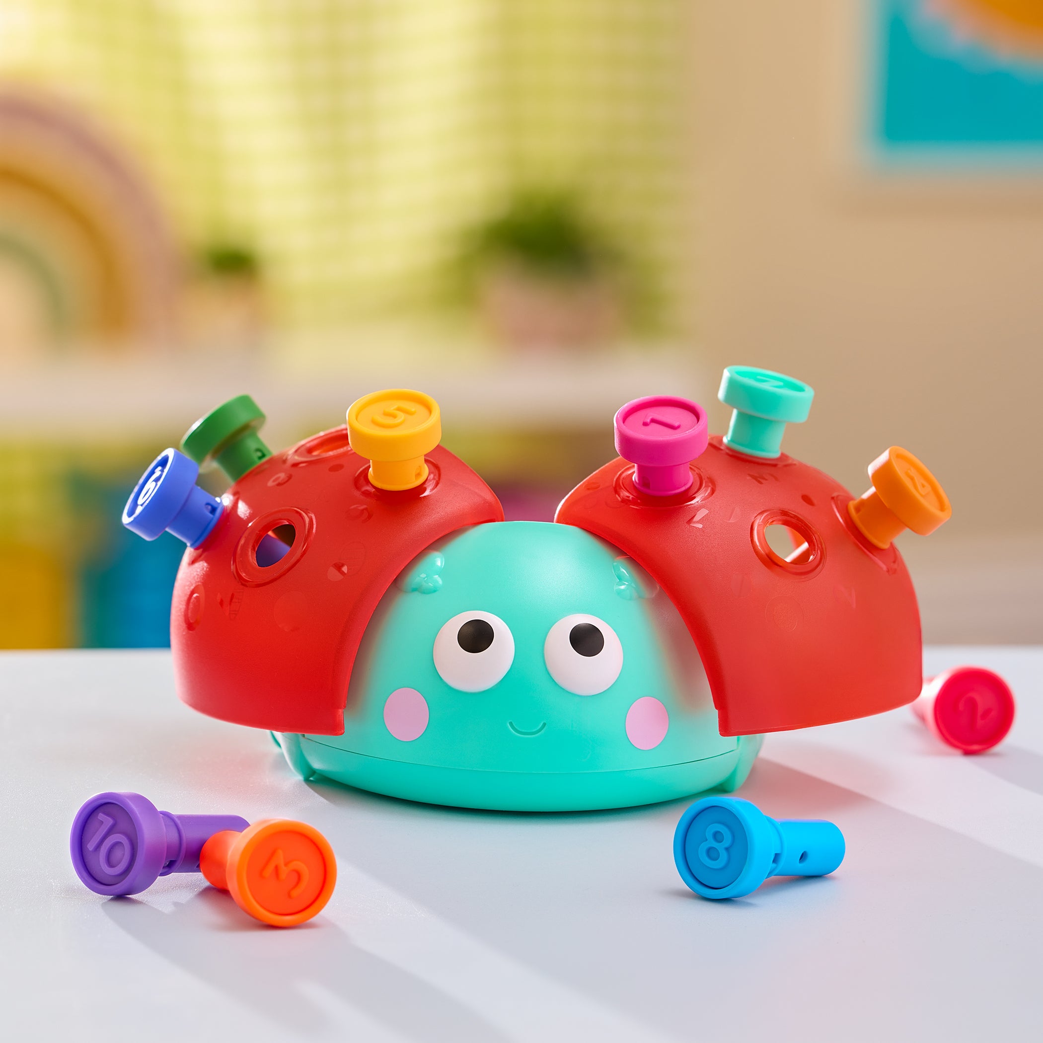 Assembled Learning Ladybug with numbered sticks inserted