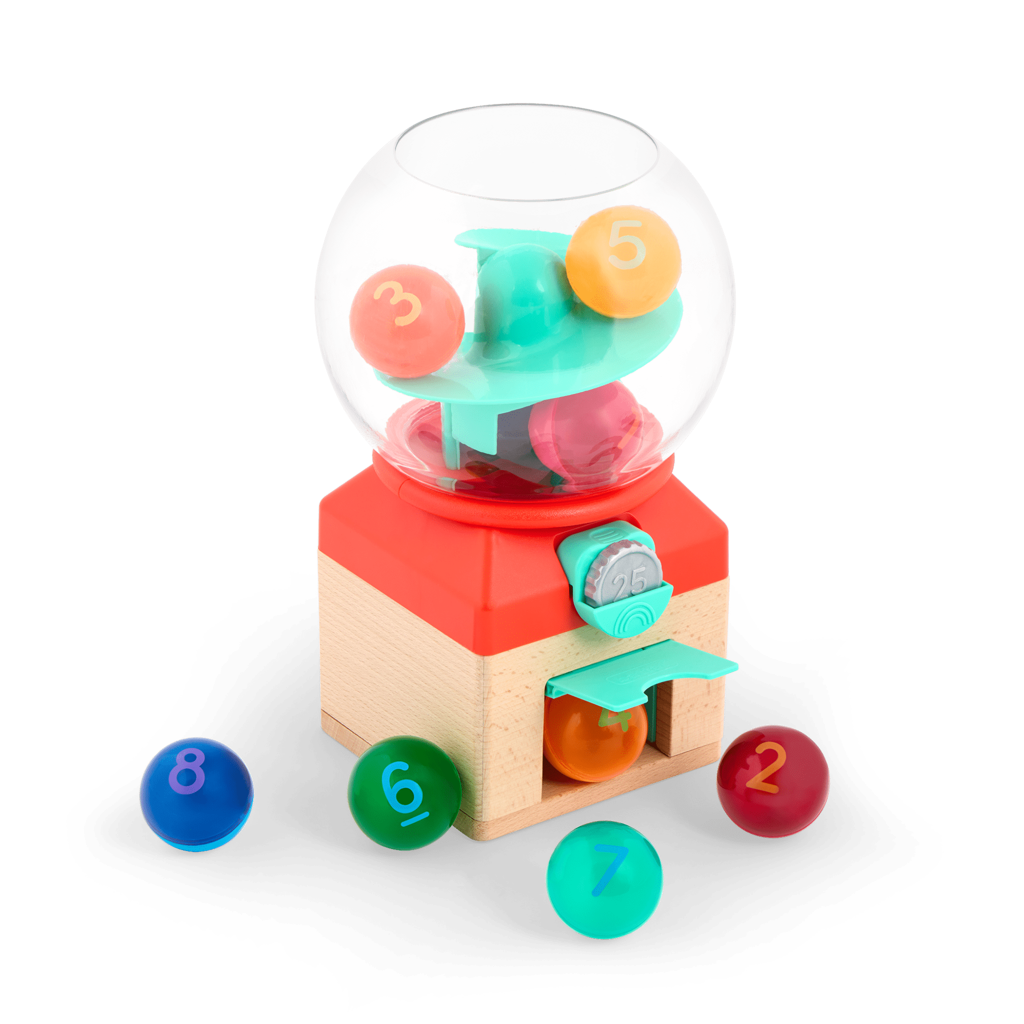 Front facing view of Count & Roll Gumball toy