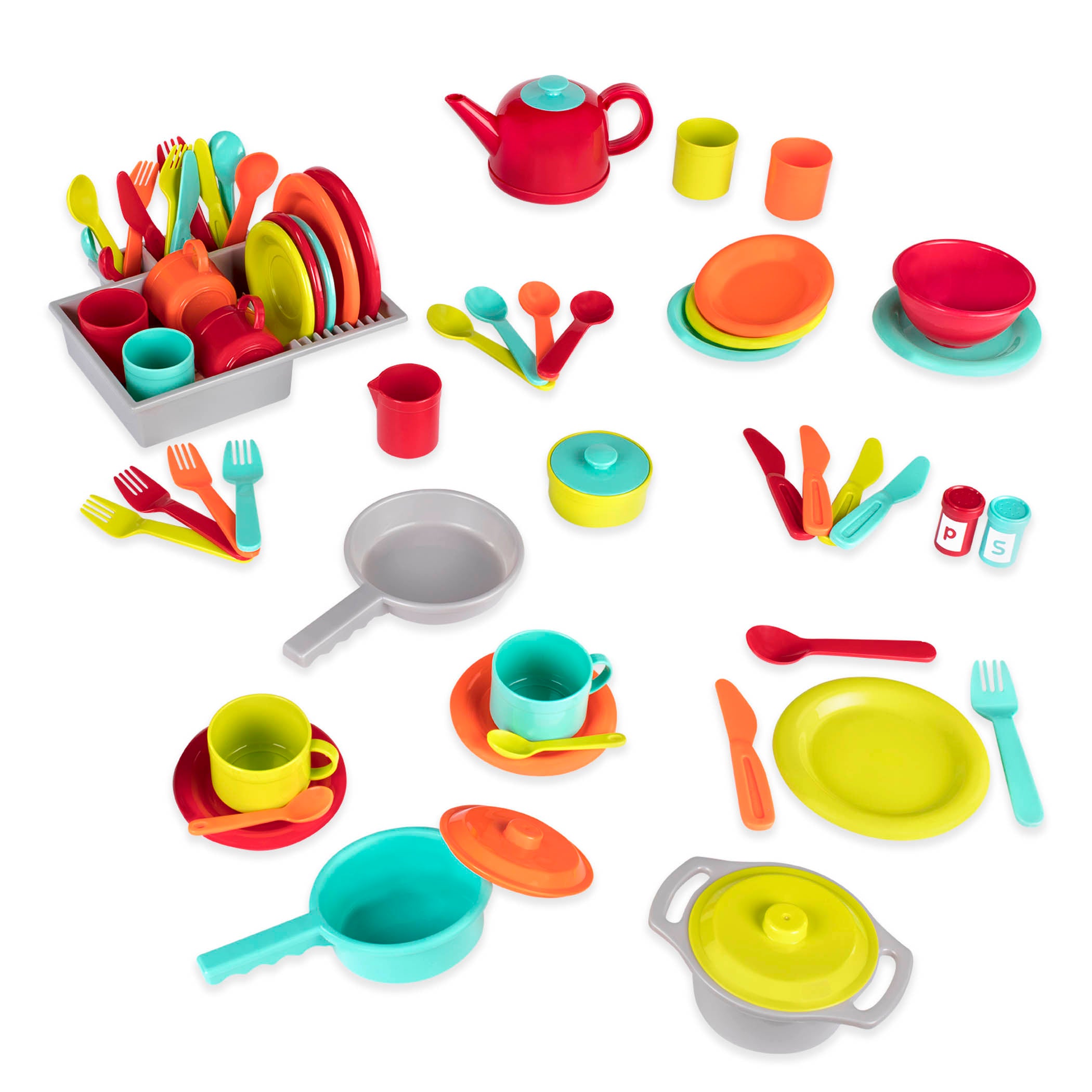 A big cooking and serving set for kids and toddlers.