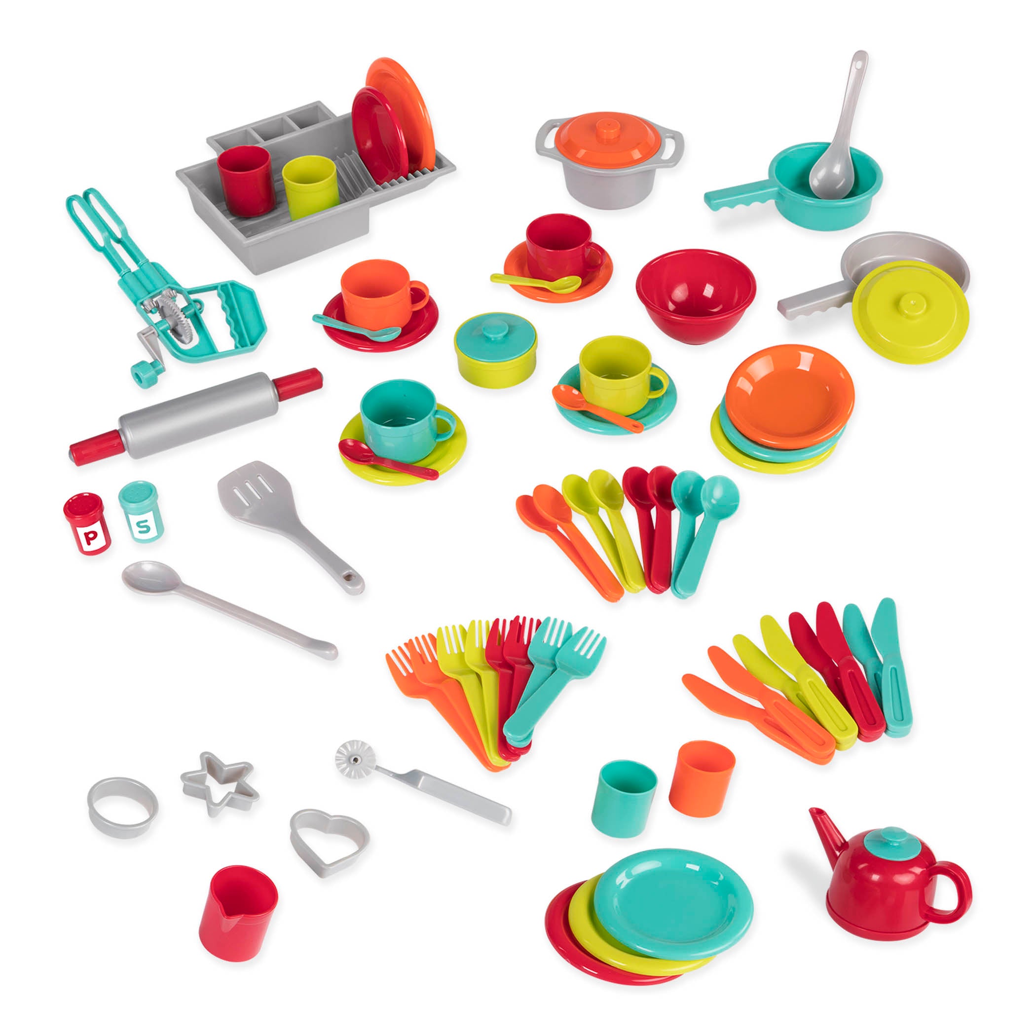 A big cooking and serving set for kids and toddlers.
