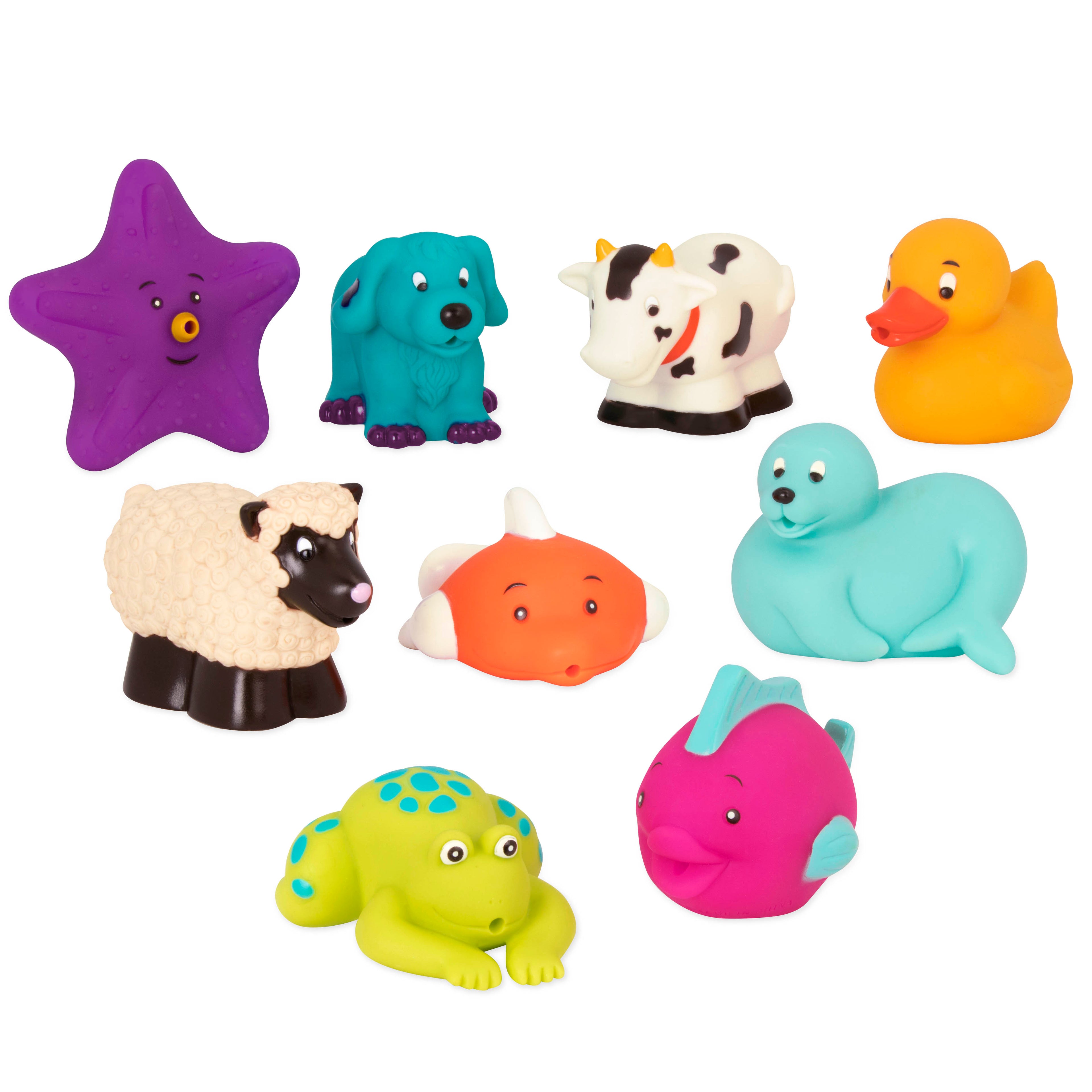 9 friendly bath buddies water squirt toys