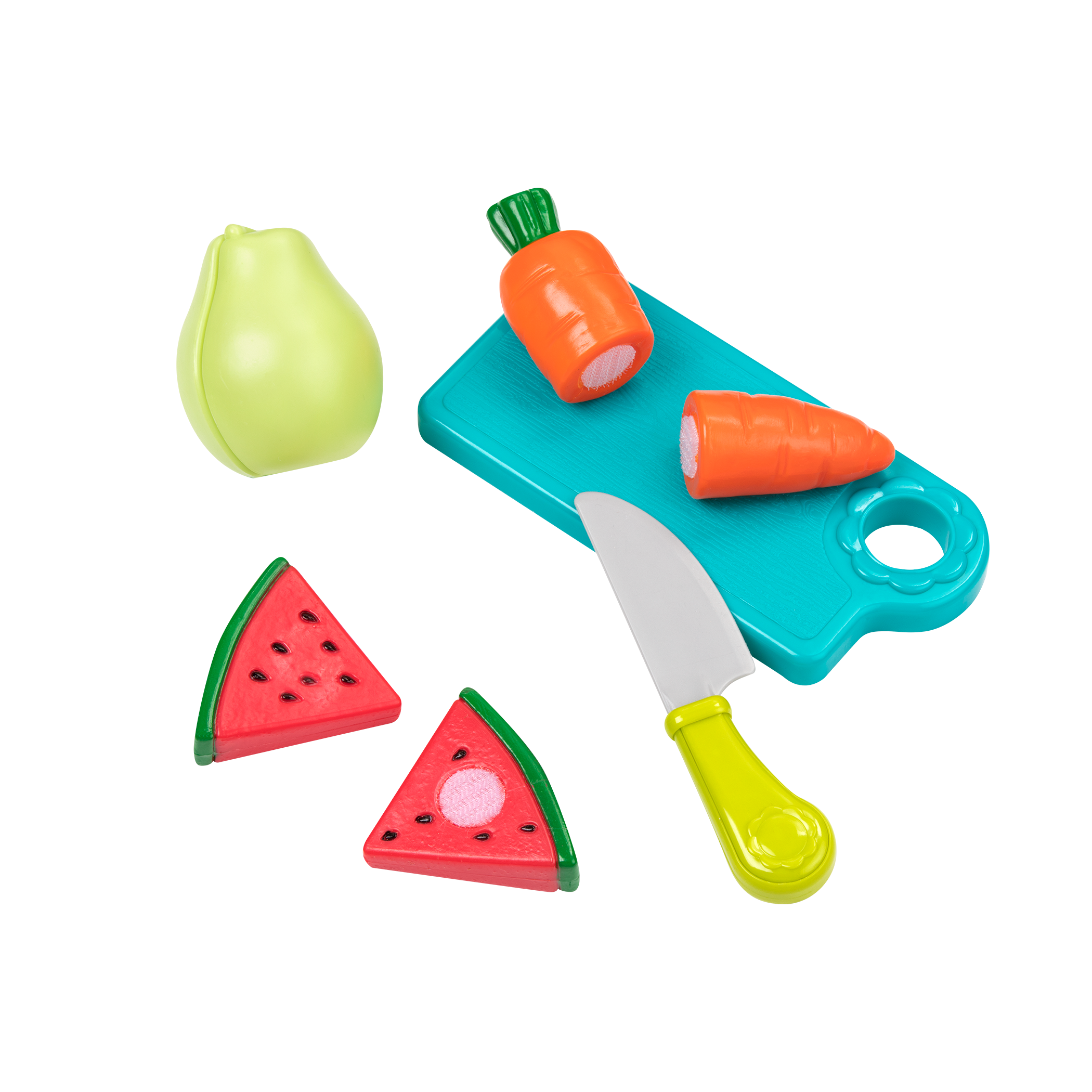 Toy food and basket for toddlers and kids.