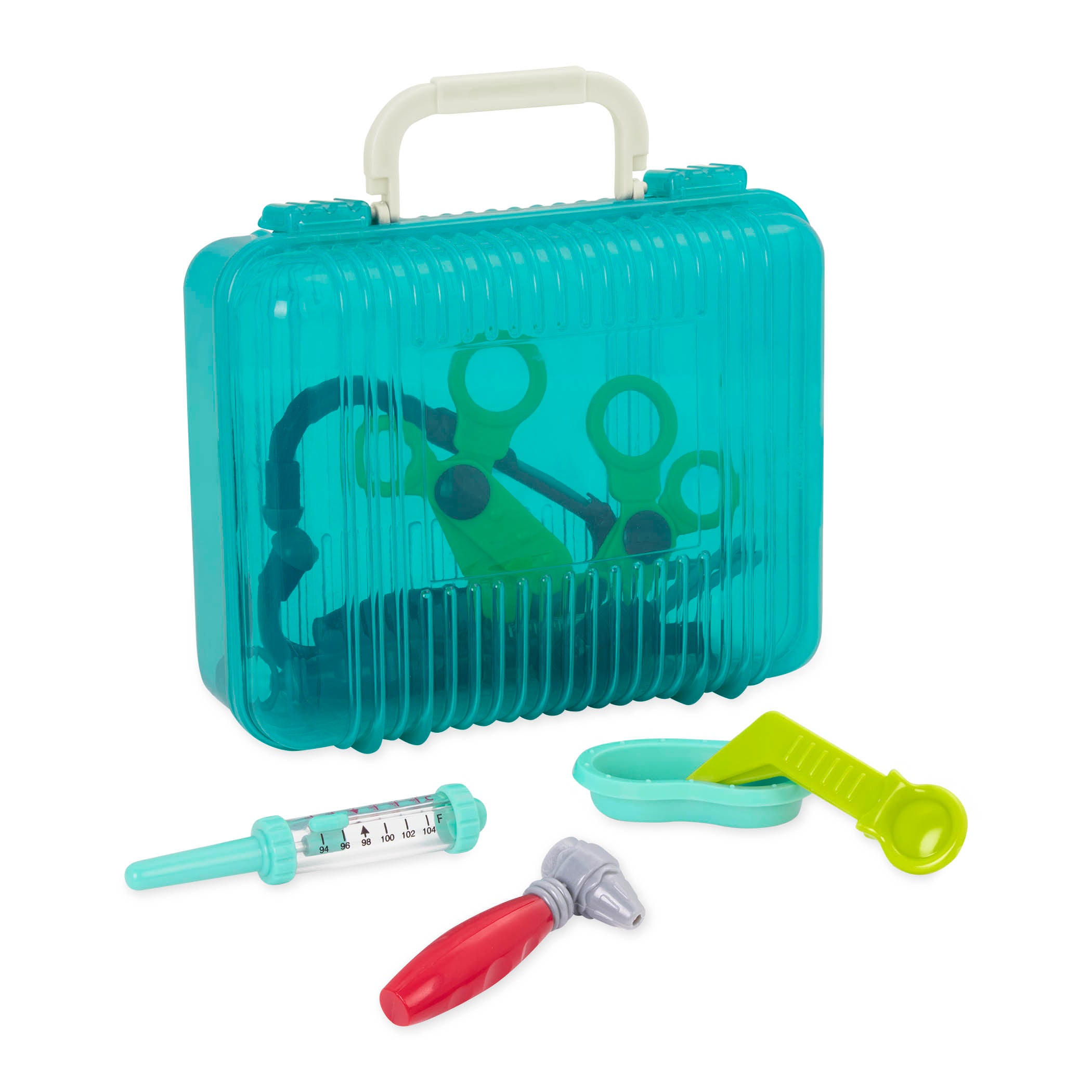A toy doctor kit for pretend play.