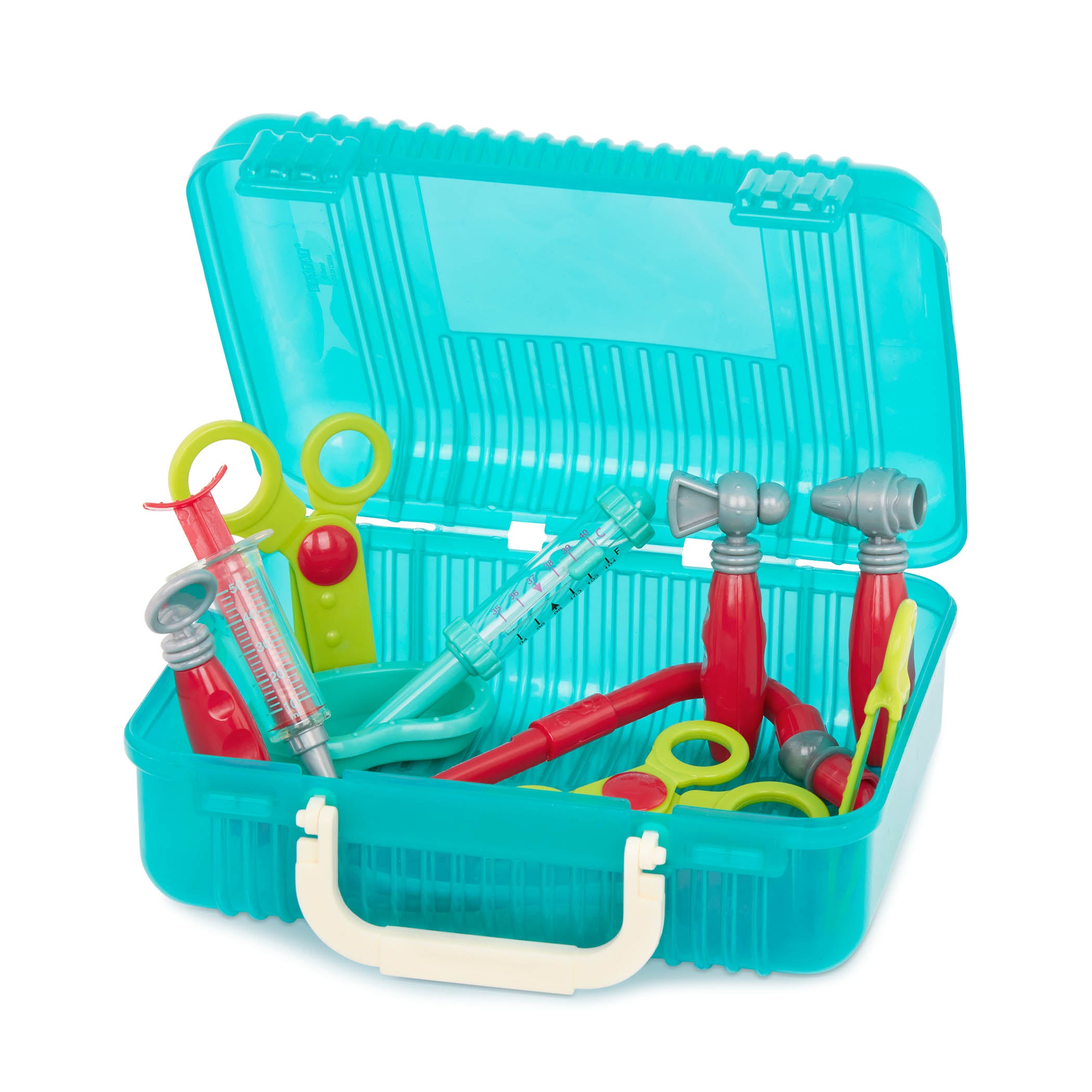 A toy doctor kit for pretend play.