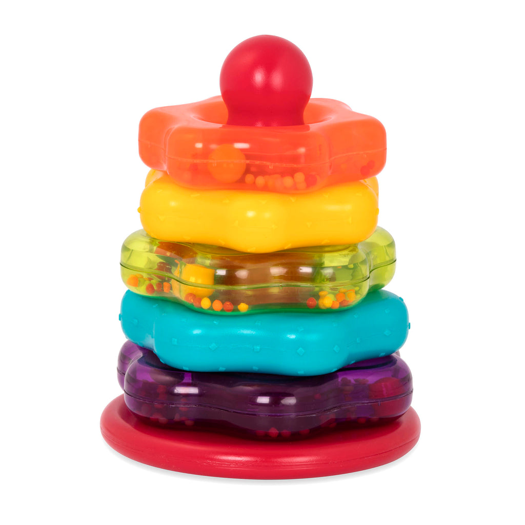 Colorful stacking ring toys.